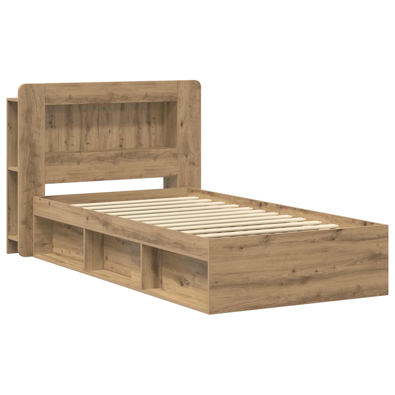 Cadre de lit avec rangement Chêne artisanal 75 x 190 cm - XIOS