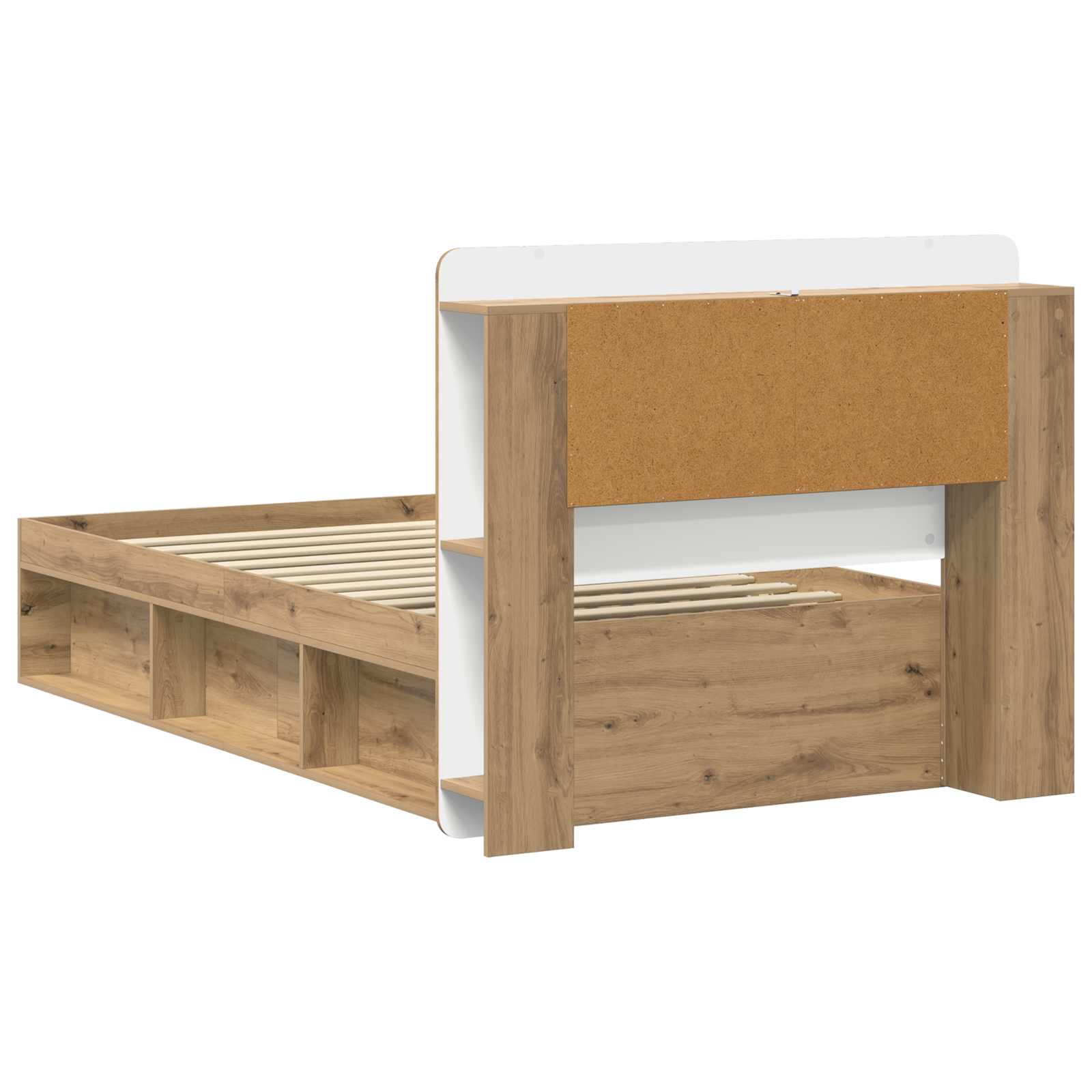 Cadre de lit avec rangement Chêne artisanal 75 x 190 cm - XIOS
