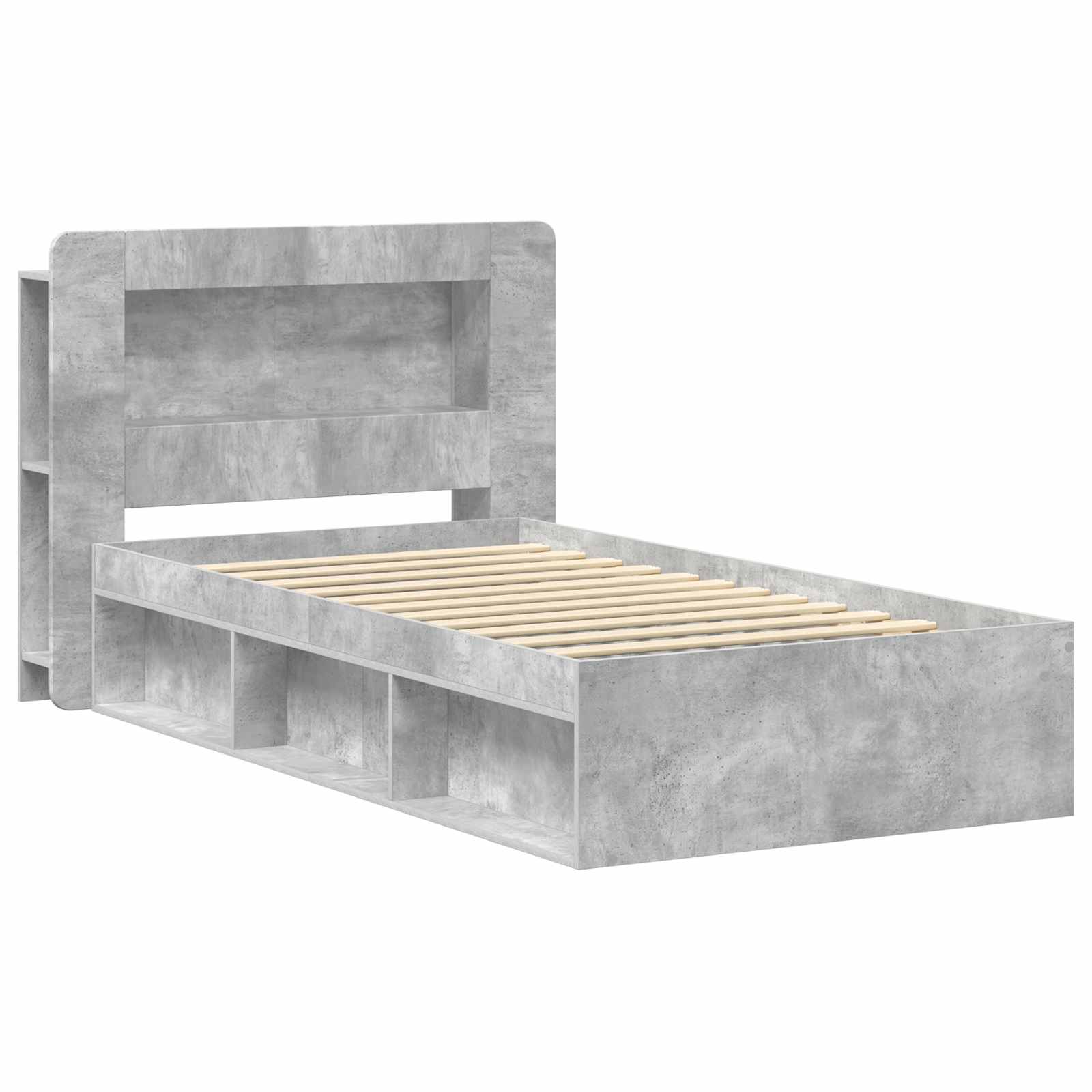 Cadre de lit avec rangement Gris béton 80 x 200 cm