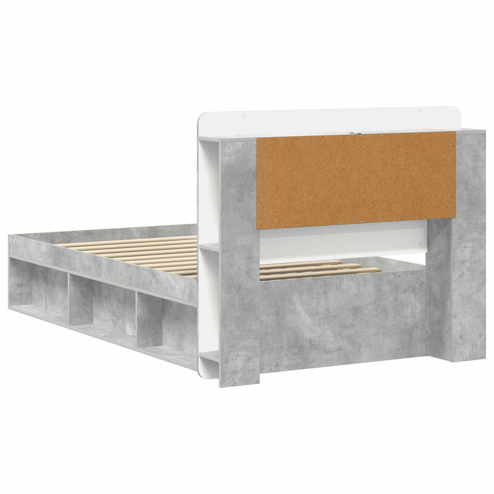 Cadre de lit avec rangement Gris béton 80 x 200 cm