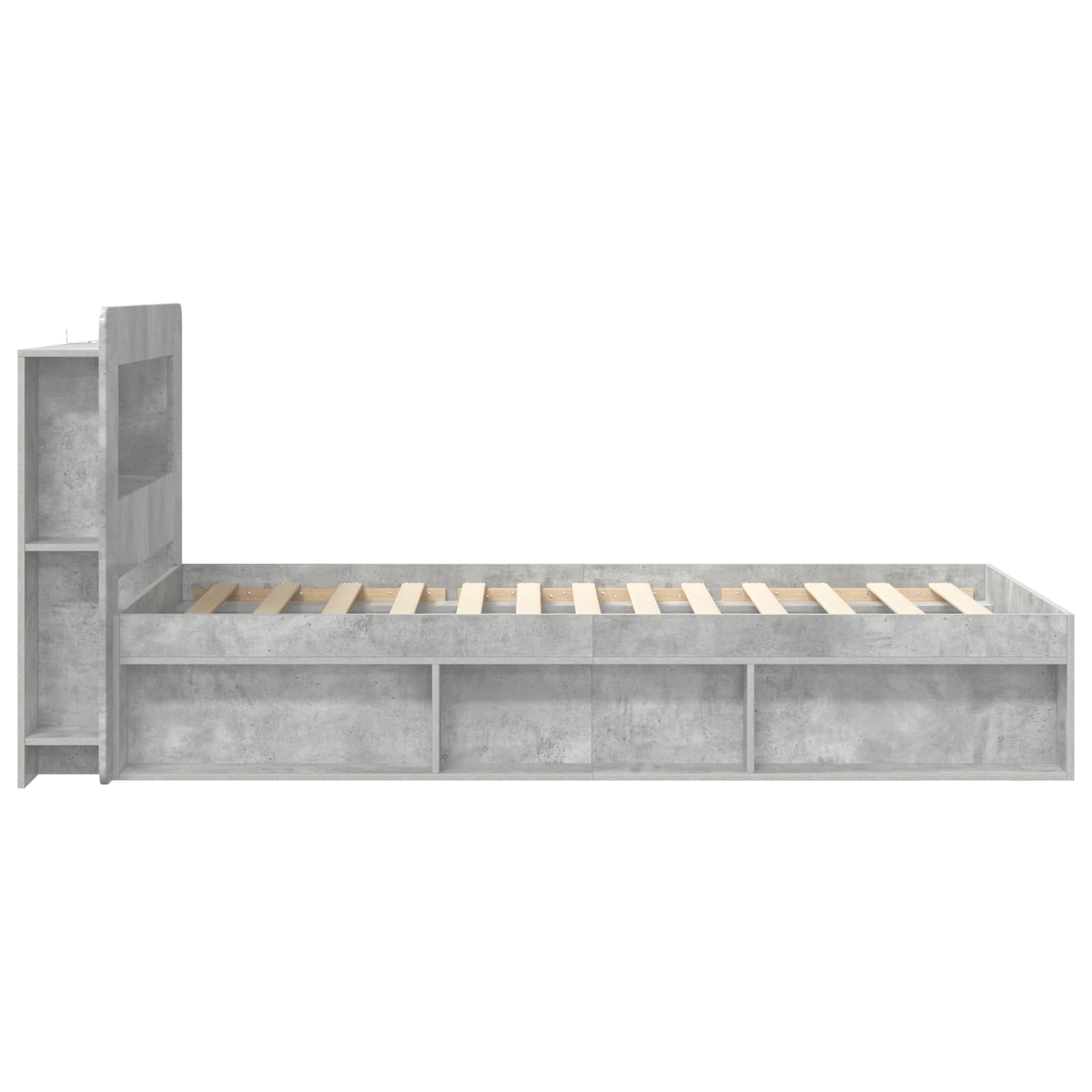 Cadre de lit avec rangement Gris béton 80 x 200 cm