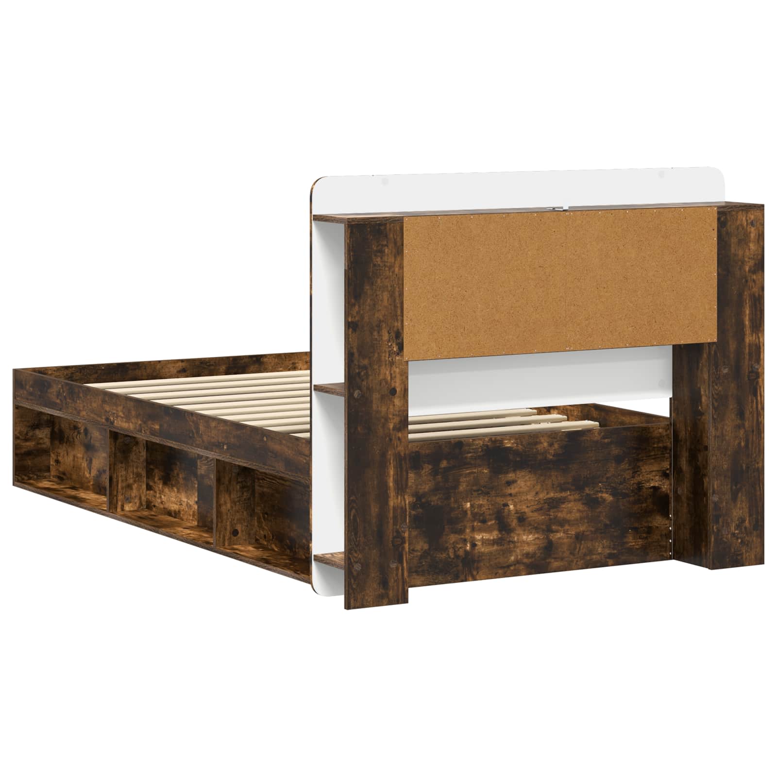 Cadre de lit avec rangement Chêne fumé 90 x 190 cm