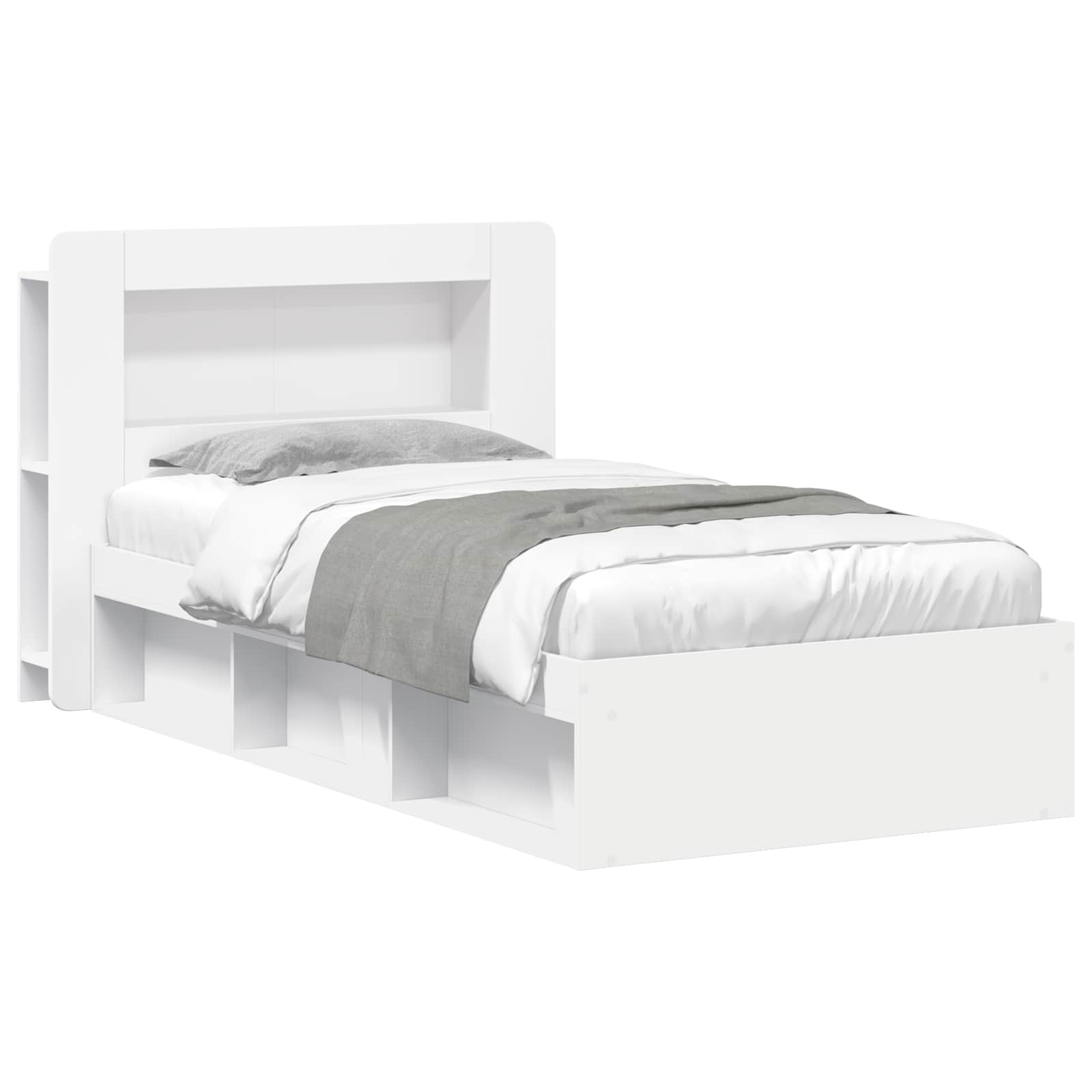 Cadre de lit avec rangement Blanc 90 x 190 cm Bois d'ingénierie