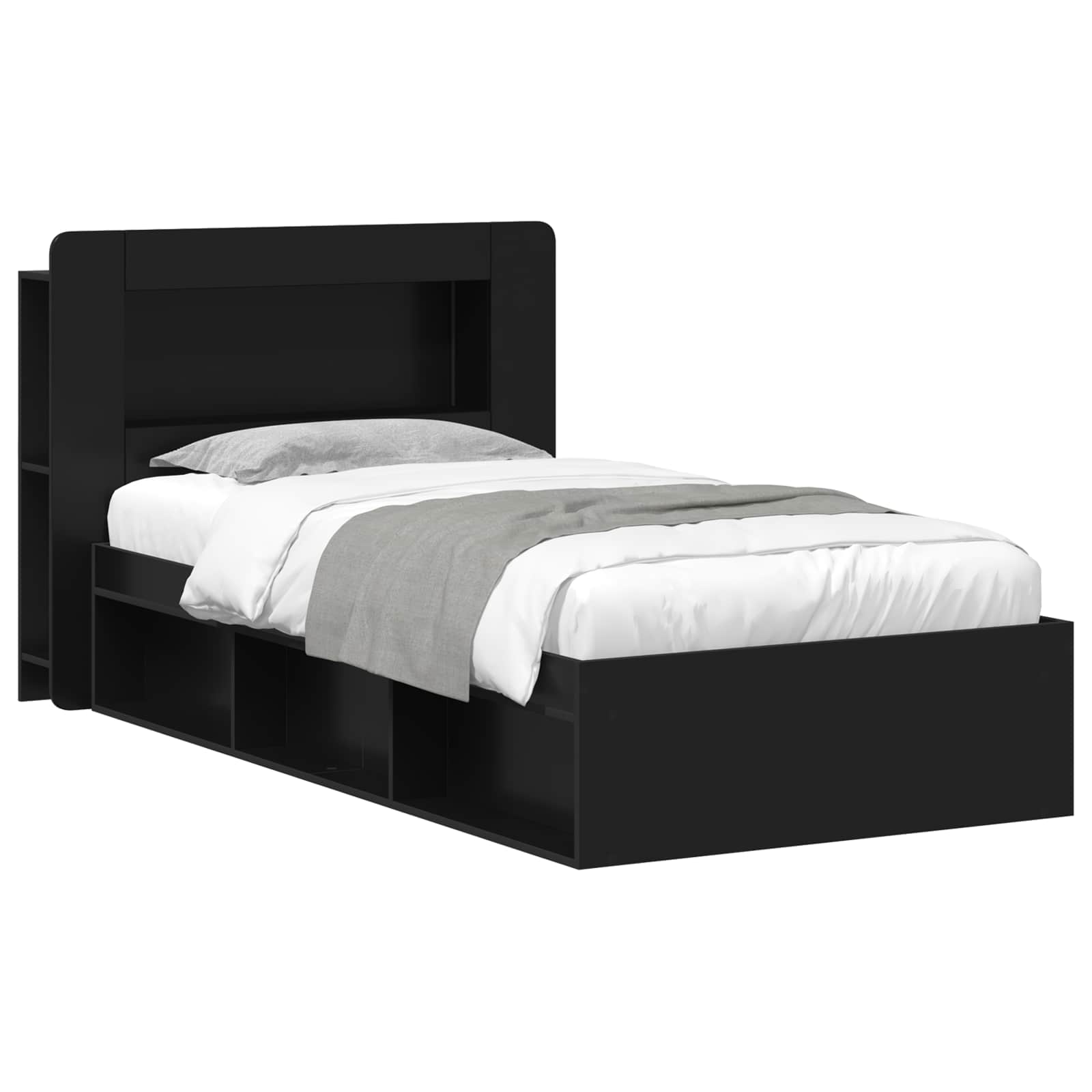Cadre de lit avec rangement Noir 90 x 200 cm Bois d'ingénierie - XIOS