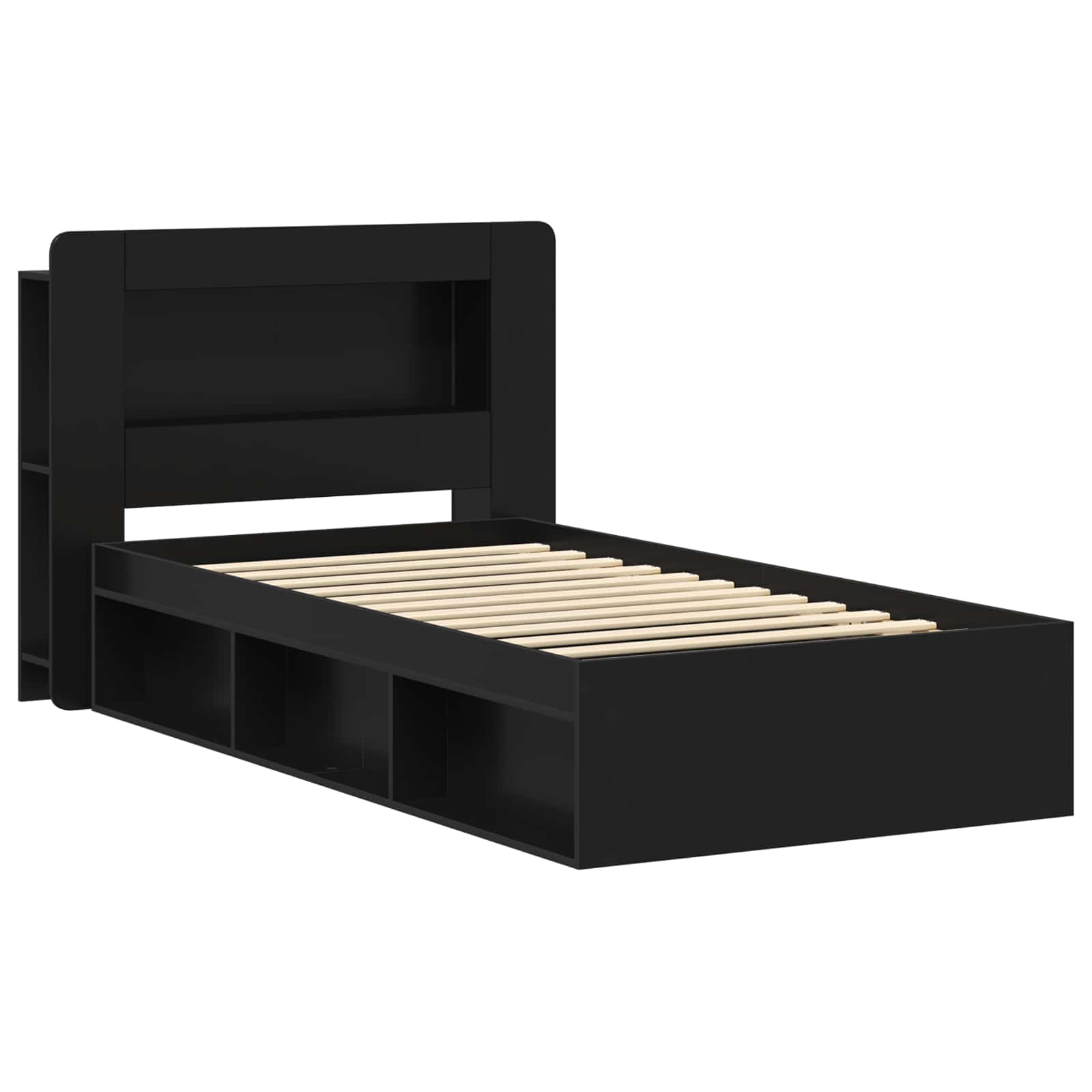 Cadre de lit avec rangement Noir 90 x 200 cm Bois d'ingénierie - XIOS