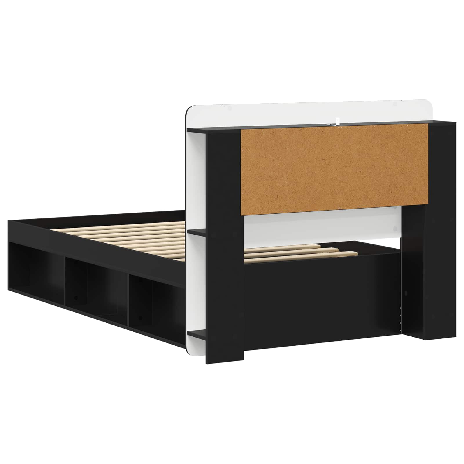 Cadre de lit avec rangement Noir 90 x 200 cm Bois d'ingénierie - XIOS