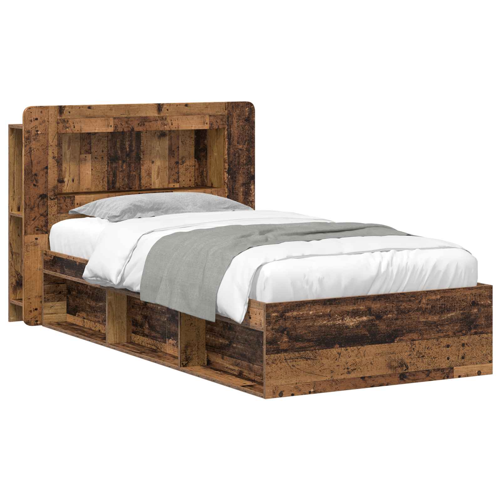 Cadre de lit avec rangement Bois ancien 90 x 200 cm - XIOS