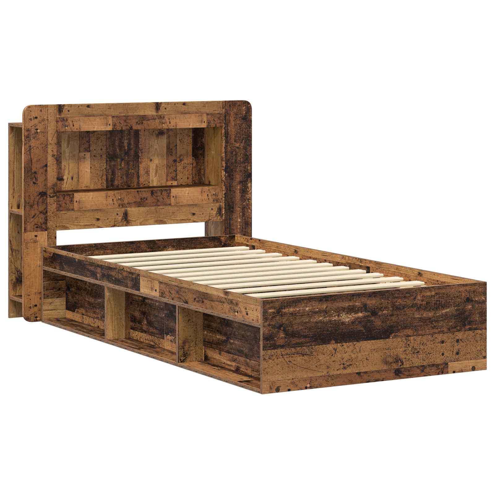 Cadre de lit avec rangement Bois ancien 90 x 200 cm - XIOS