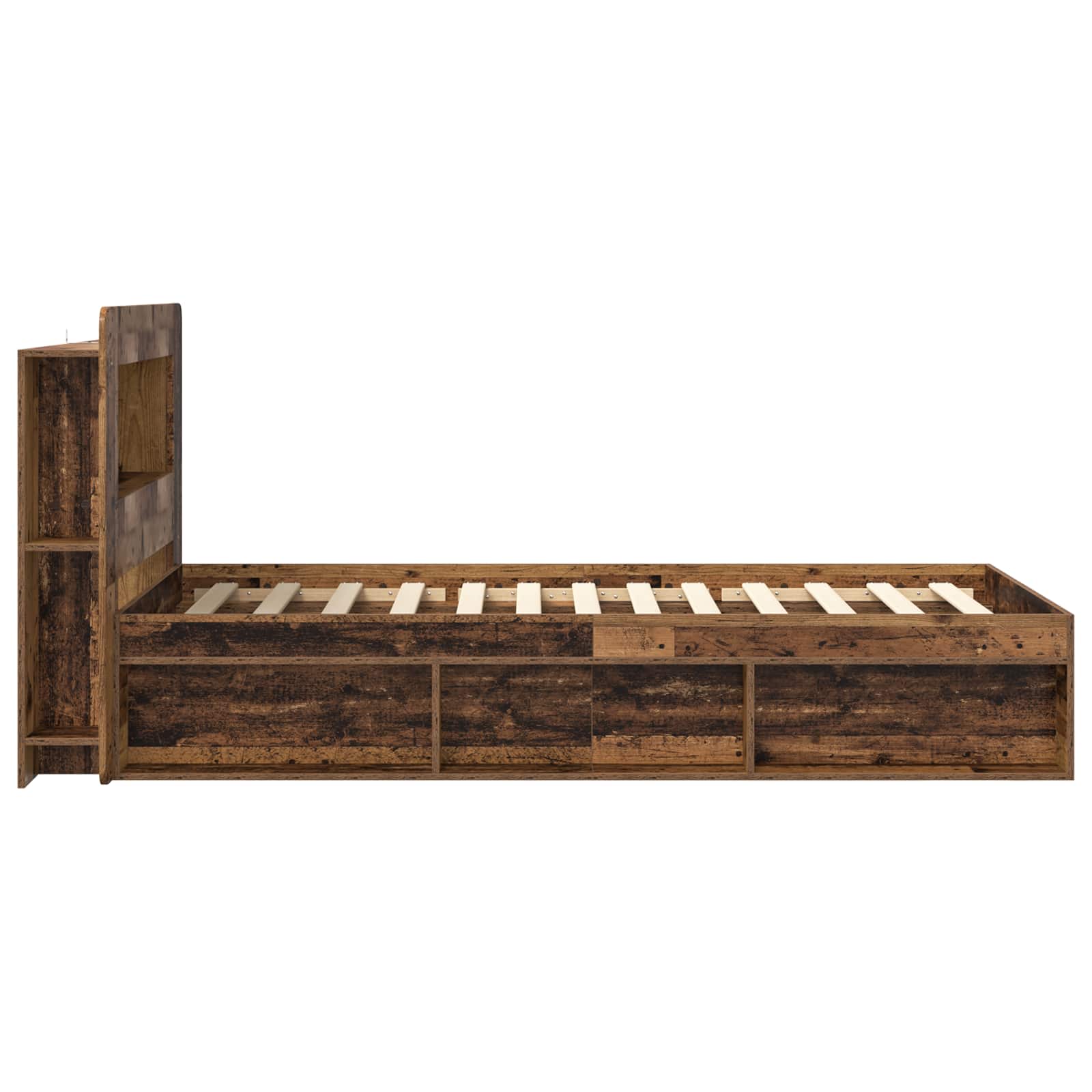 Cadre de lit avec rangement Bois ancien 90 x 200 cm - XIOS