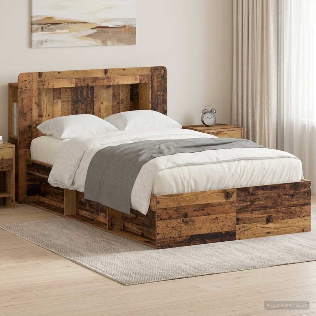 Cadre de lit avec rangement Bois ancien 120 x 190 cm