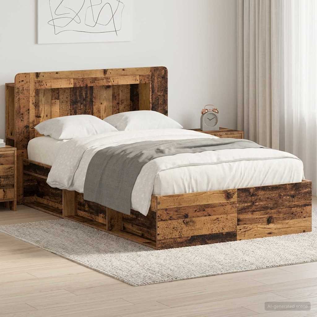 Cadre de lit avec rangement Bois ancien 120 x 200 cm - XIOS