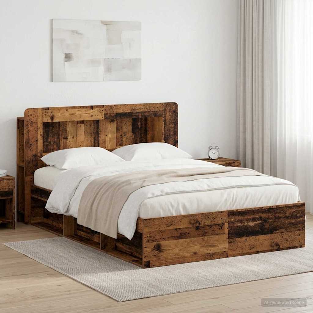 Cadre de lit avec rangement Bois ancien 140 x 190 cm - XIOS