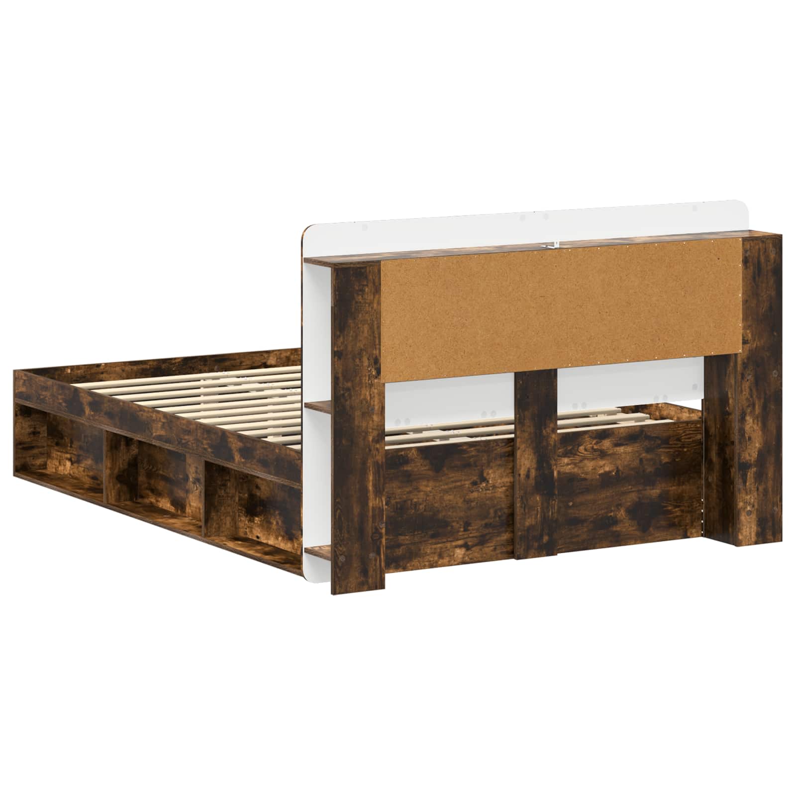 Cadre de lit avec rangement Chêne fumé 140 x 190 cm