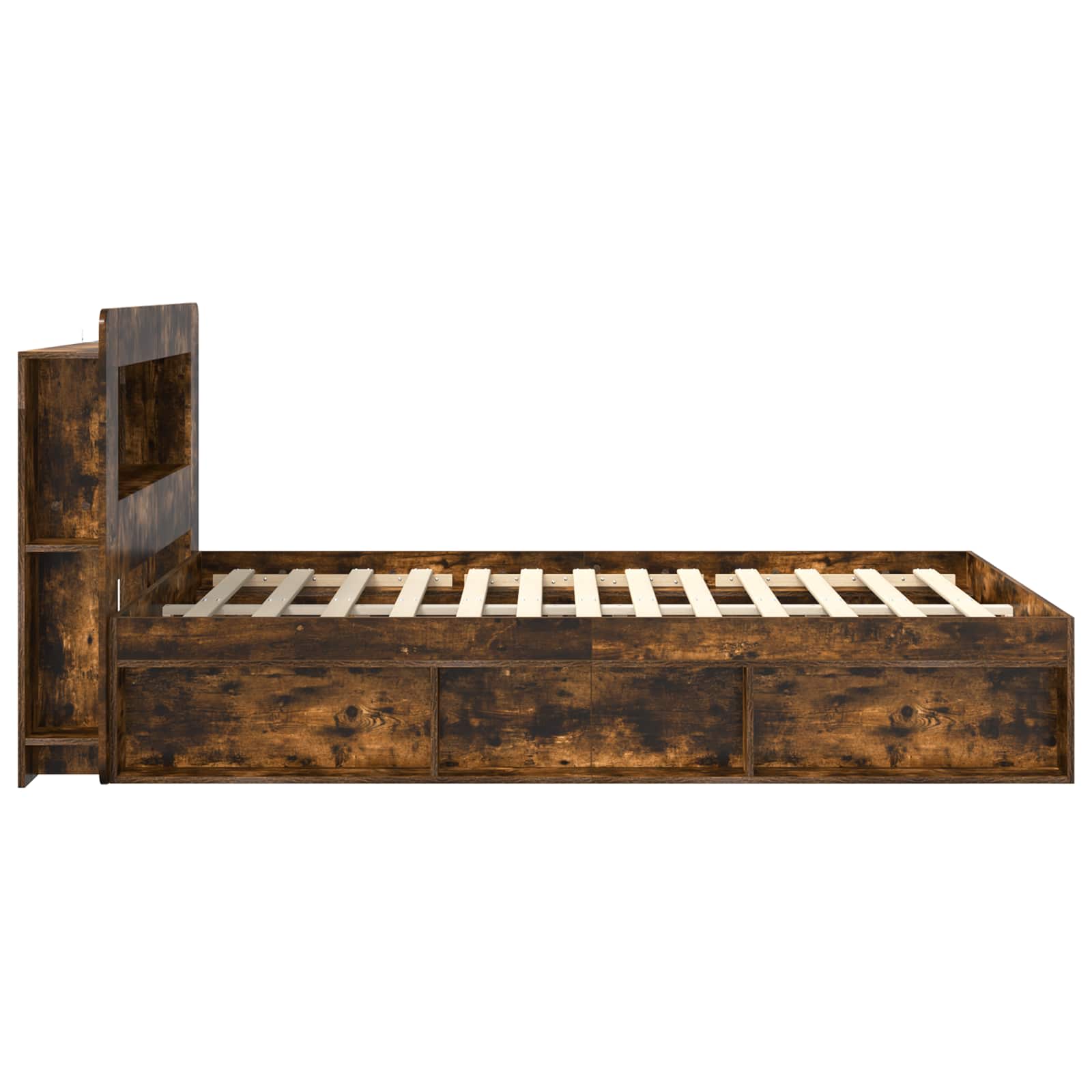 Cadre de lit avec rangement Chêne fumé 140 x 190 cm