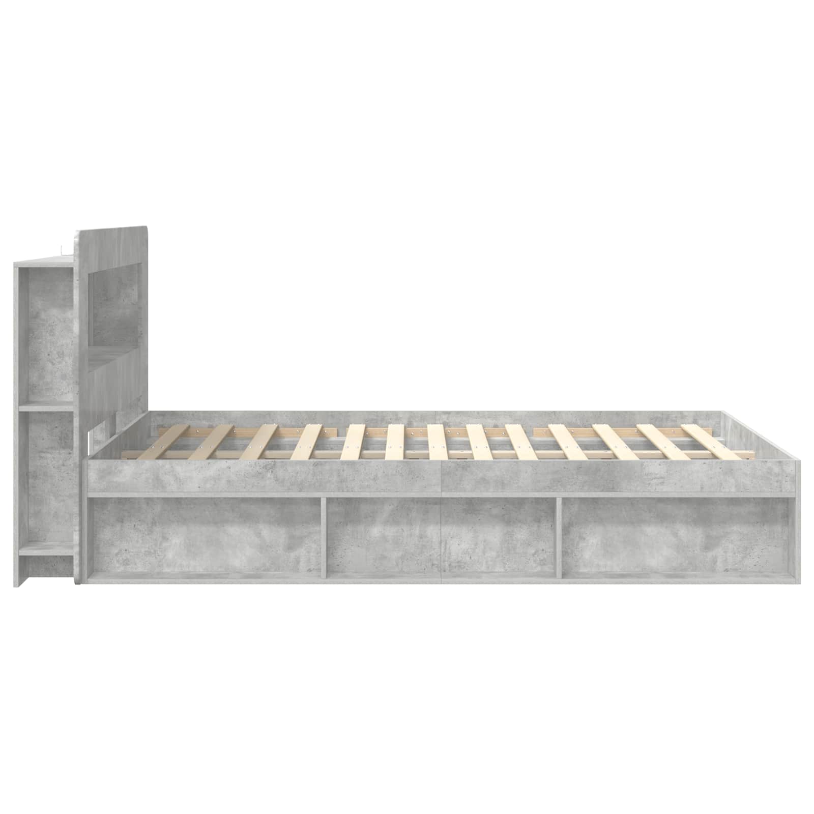 Cadre de lit avec rangement Gris béton 140 x 200 cm - XIOS