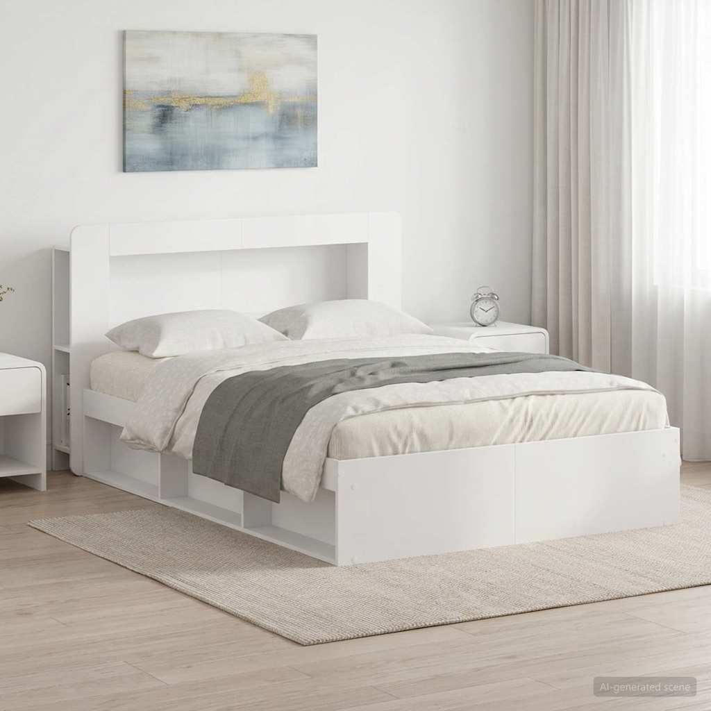 Cadre de lit avec rangement avec tête de lit Blanc 160 x 200 cm - XIOS