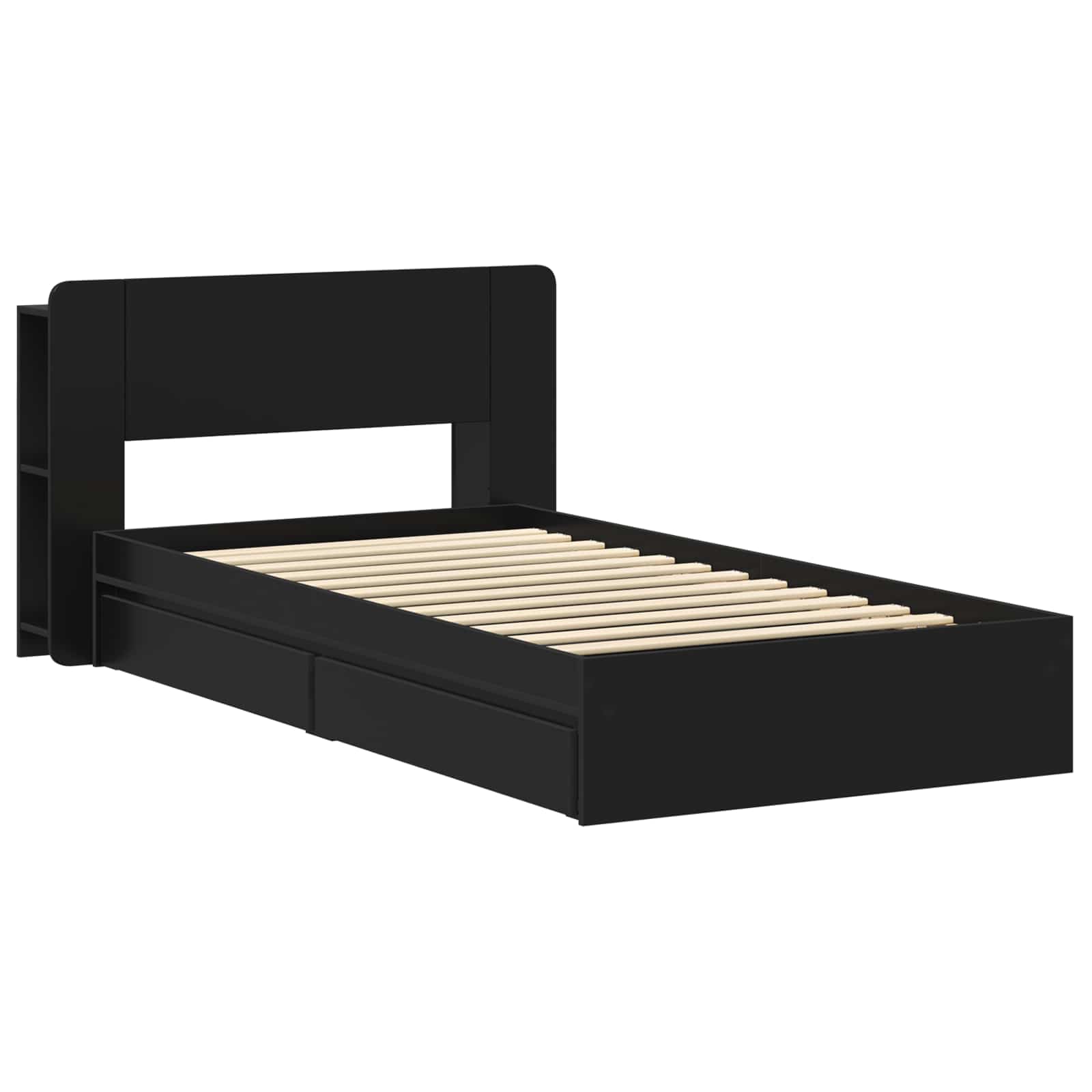 Cadre de lit avec rangement Noir 90 x 190 cm Bois d'ingénierie