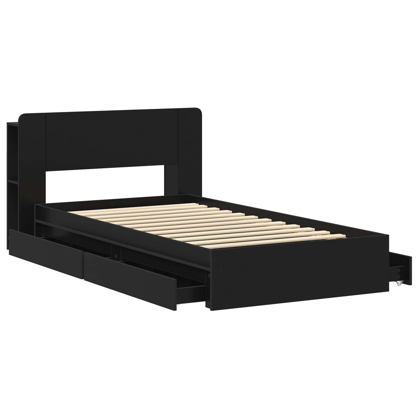 Cadre de lit avec rangement Noir 90 x 190 cm Bois d'ingénierie