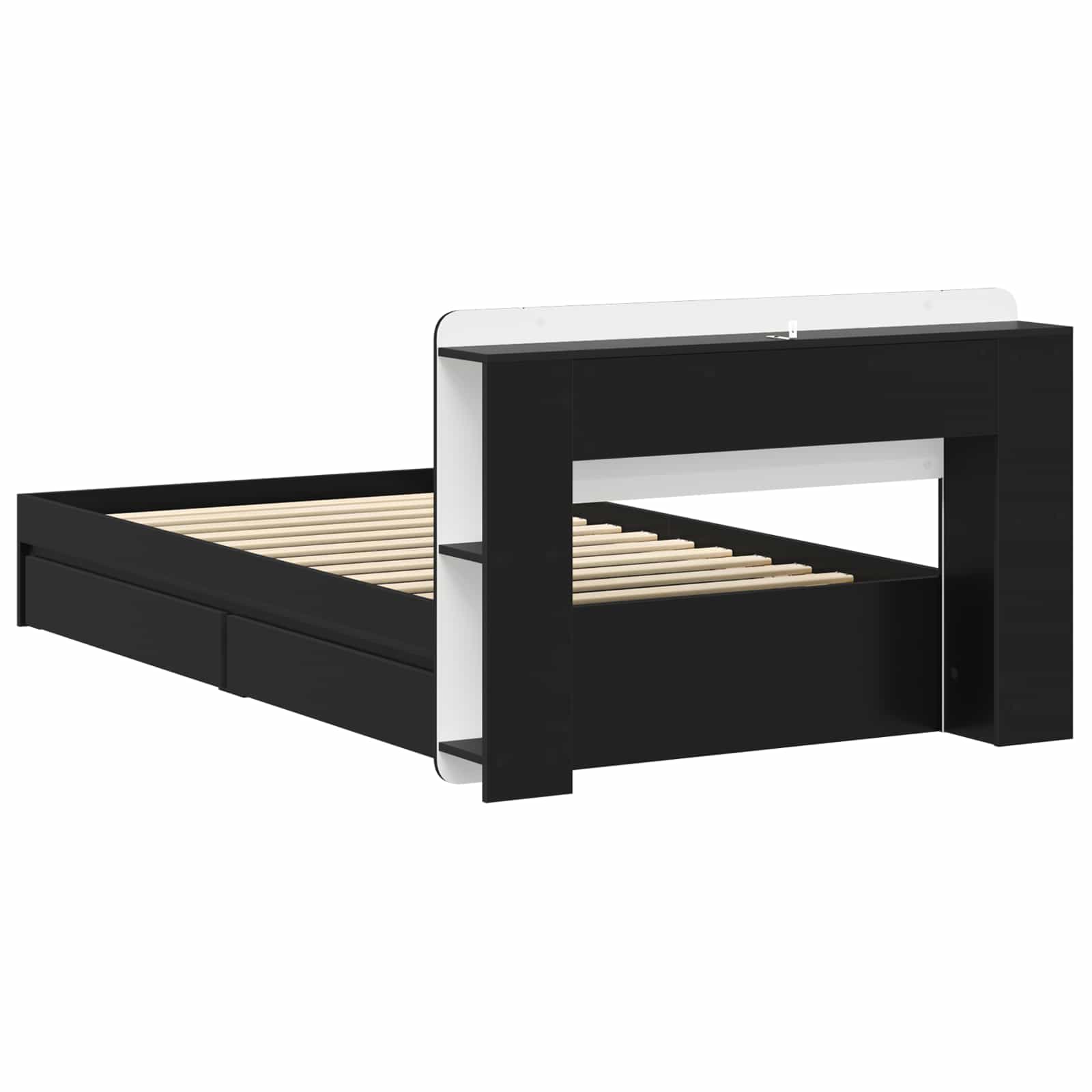 Cadre de lit avec rangement Noir 90 x 190 cm Bois d'ingénierie