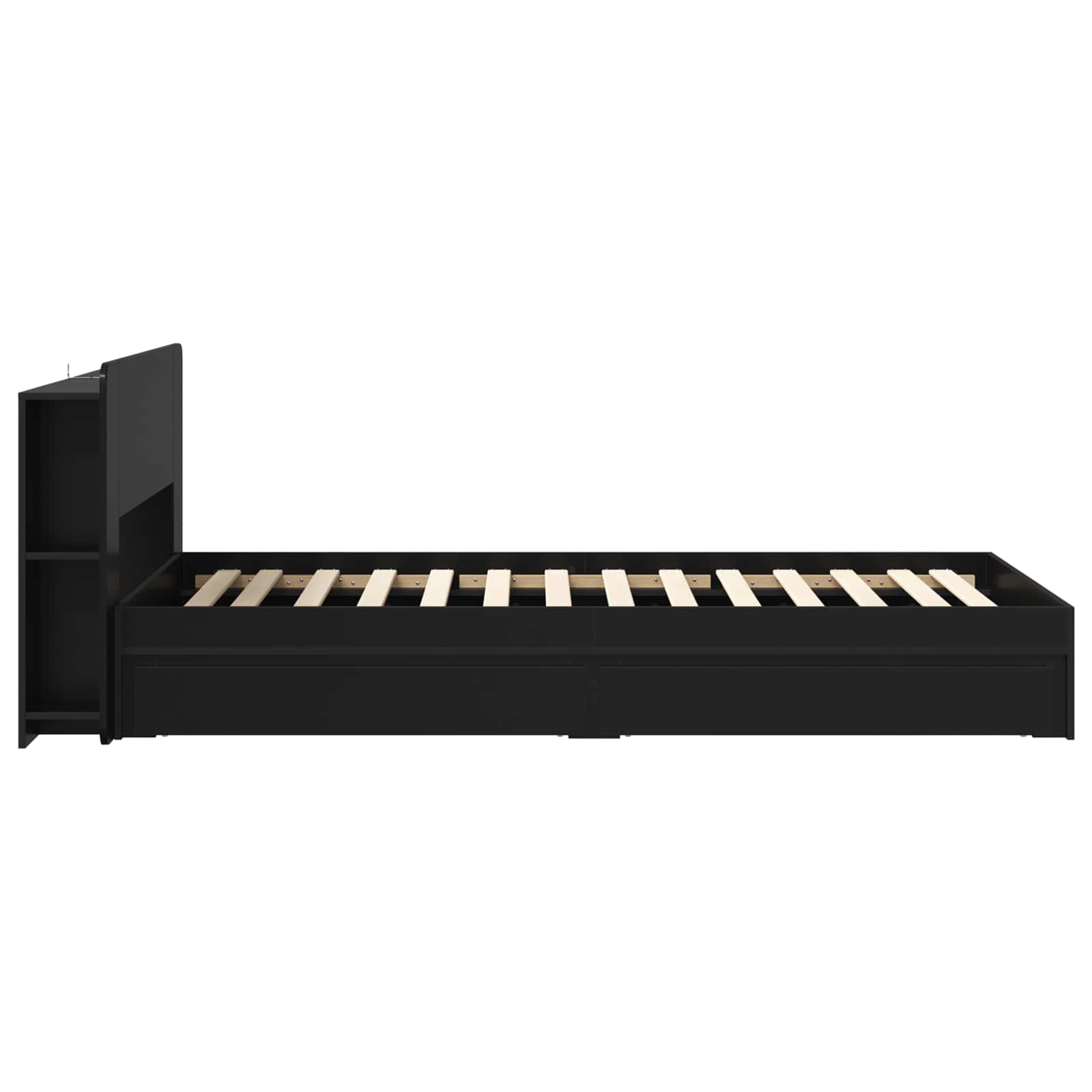 Cadre de lit avec rangement Noir 90 x 190 cm Bois d'ingénierie