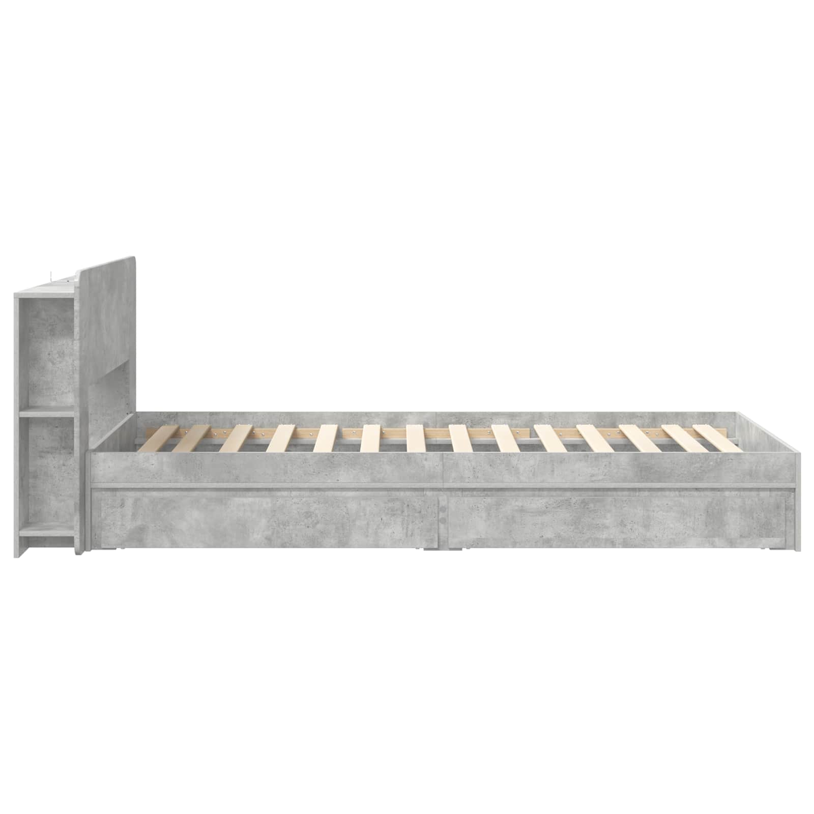 Cadre de lit avec rangement avec tiroir Gris béton 90 x 190 cm