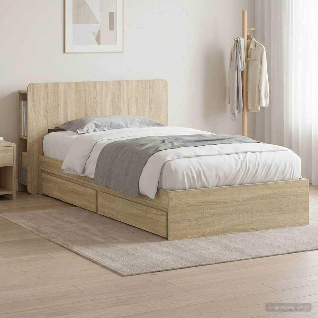 Cadre de lit avec rangement Chêne Sonoma 90 x 190 cm - XIOS