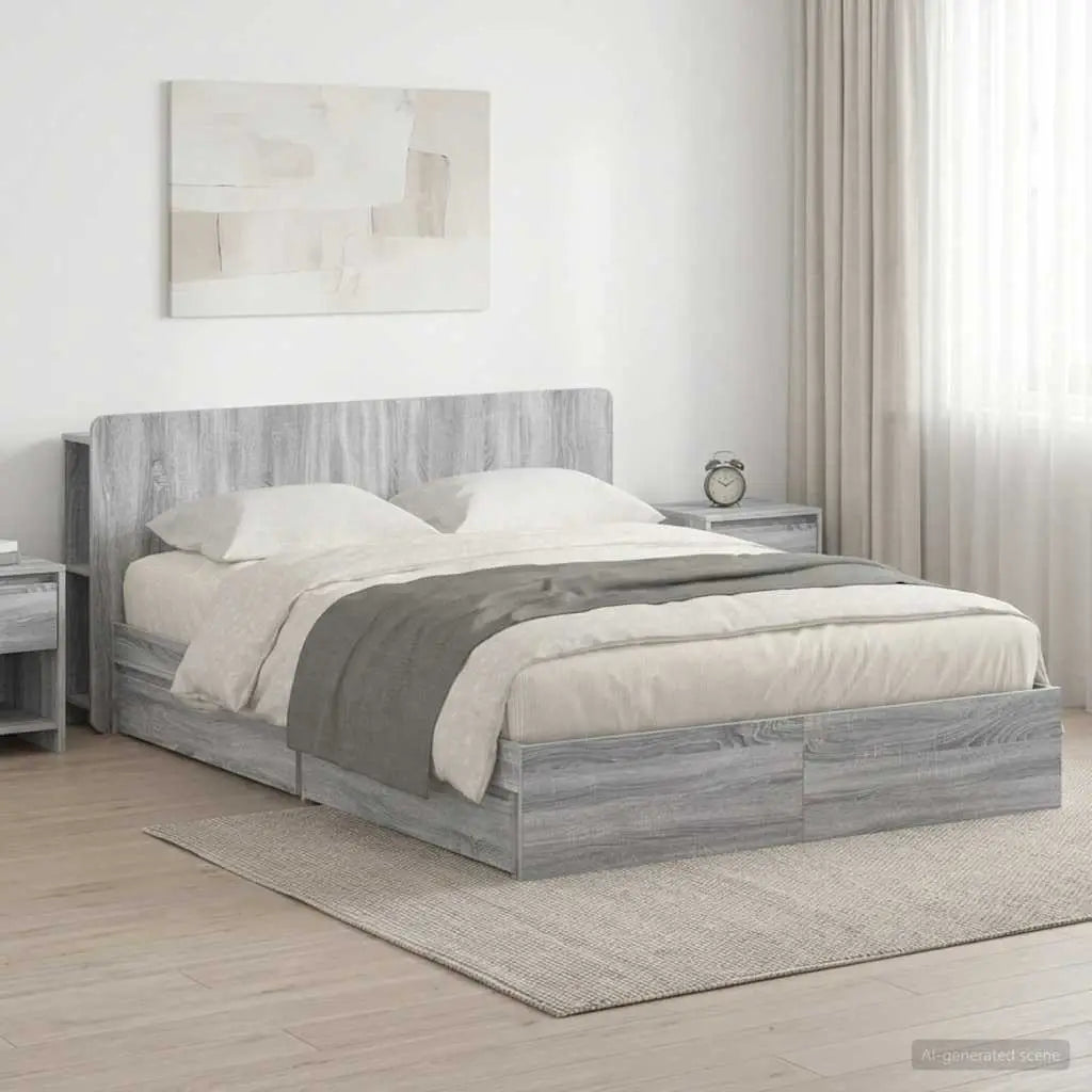 Cadre de lit avec rangement Sonoma gris 140 x 200 cm - XIOS