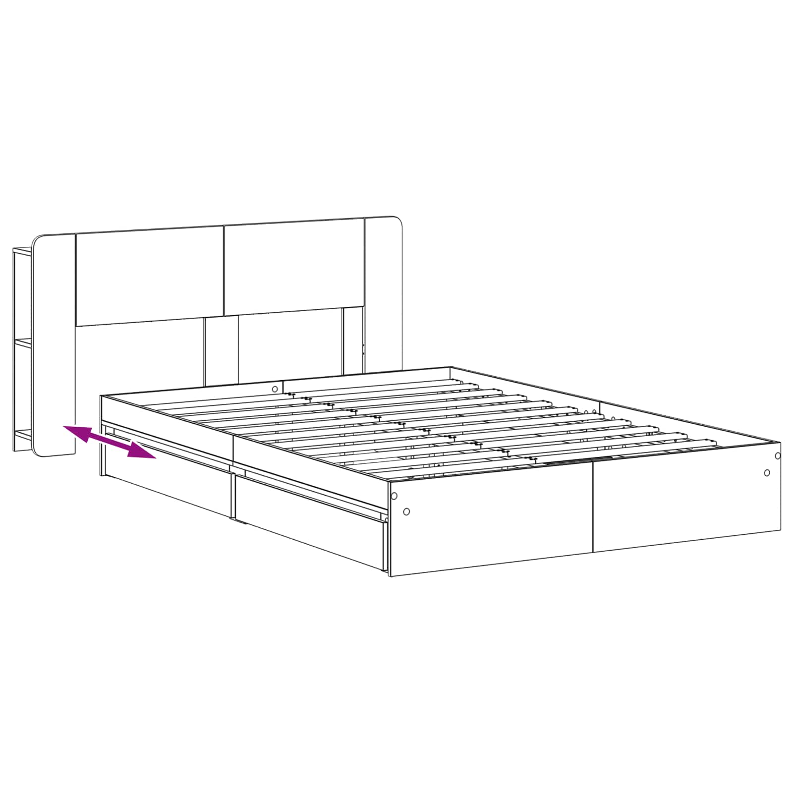 Cadre de lit avec rangement Sonoma gris 140 x 200 cm - XIOS