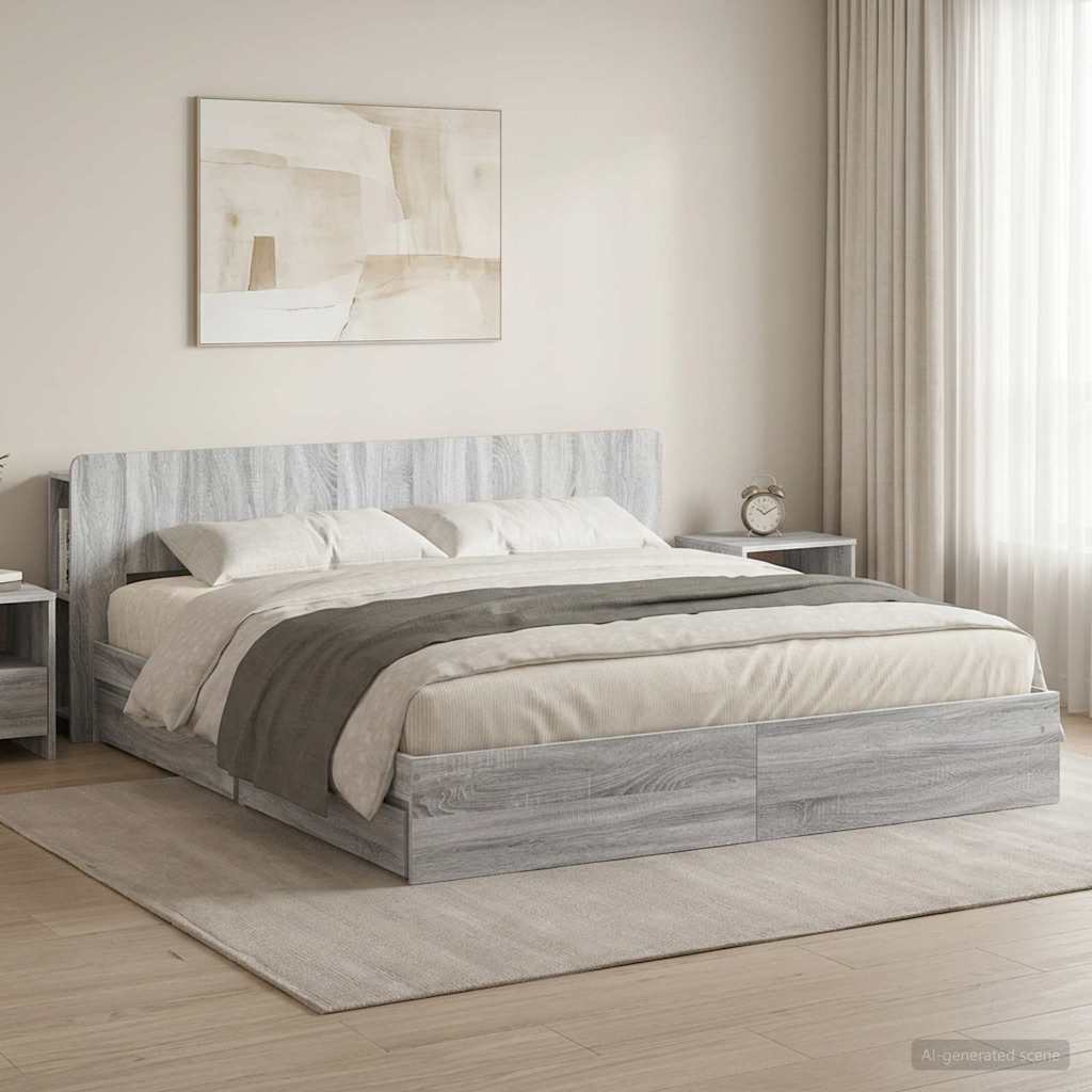 Cadre de lit avec rangement Sonoma gris 180 x 200 cm - XIOS