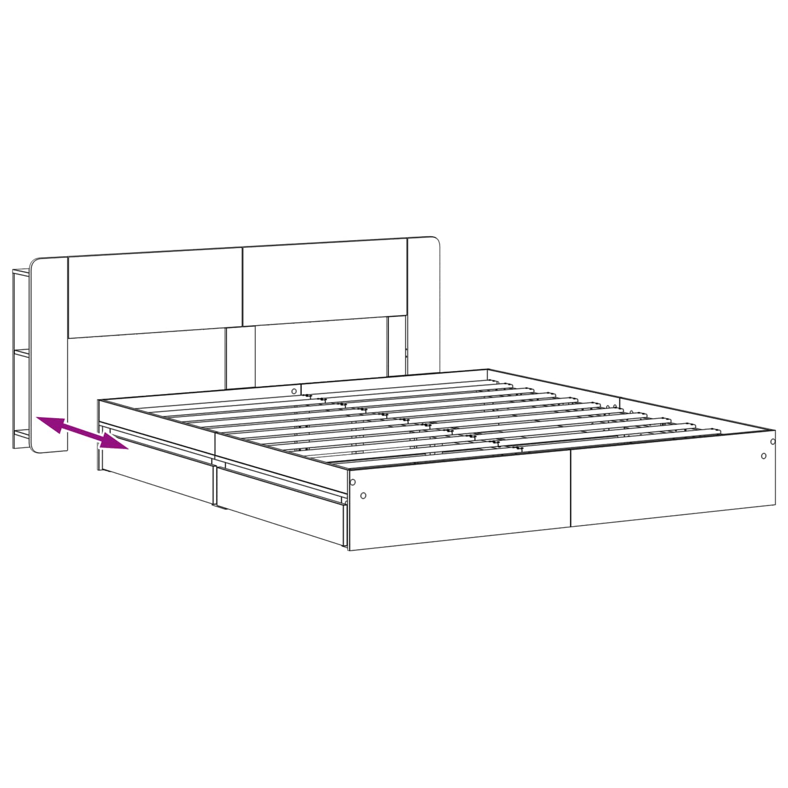 Cadre de lit avec rangement Sonoma gris 180 x 200 cm - XIOS
