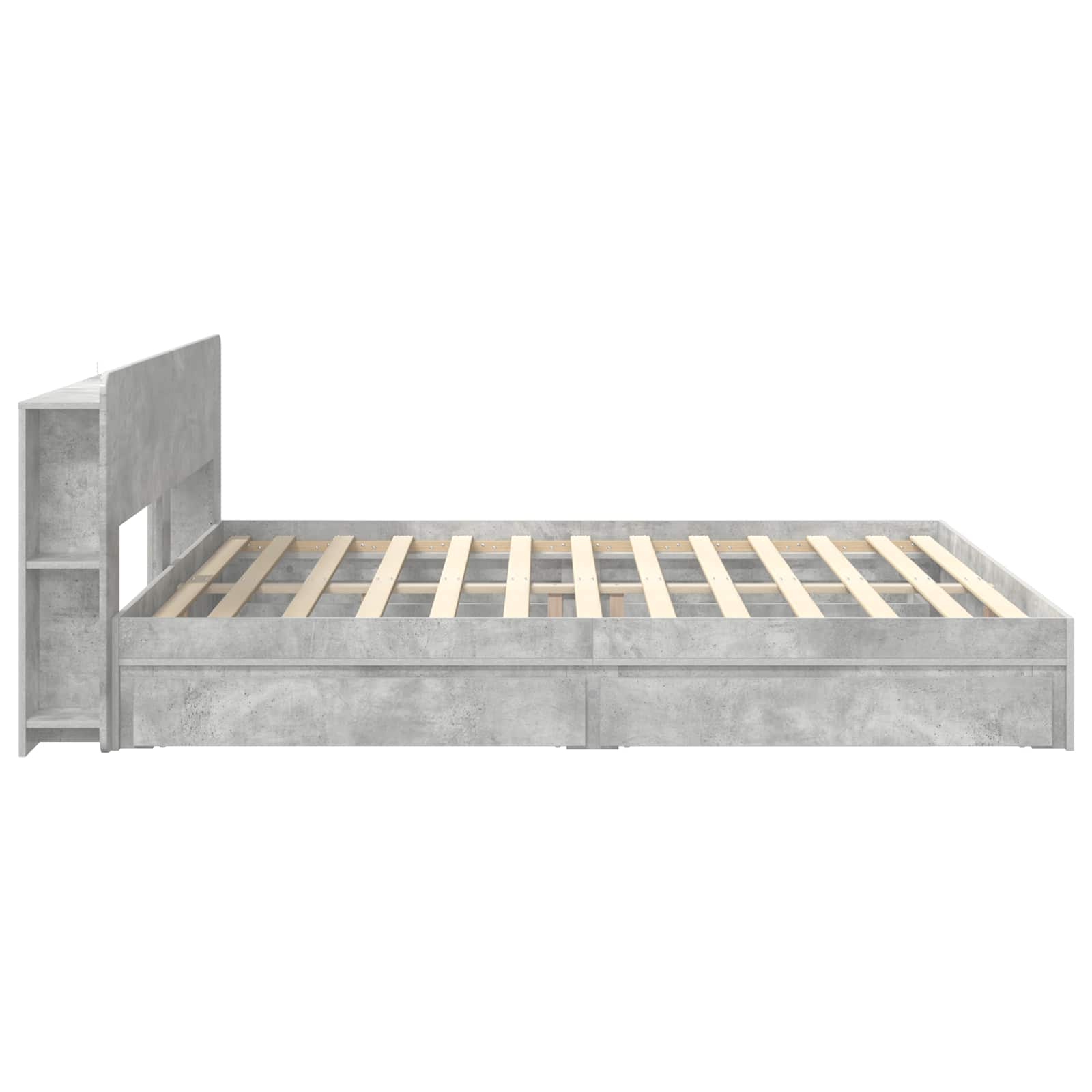 Cadre de lit avec rangement avec tiroir Gris béton 200 x 200 cm - XIOS
