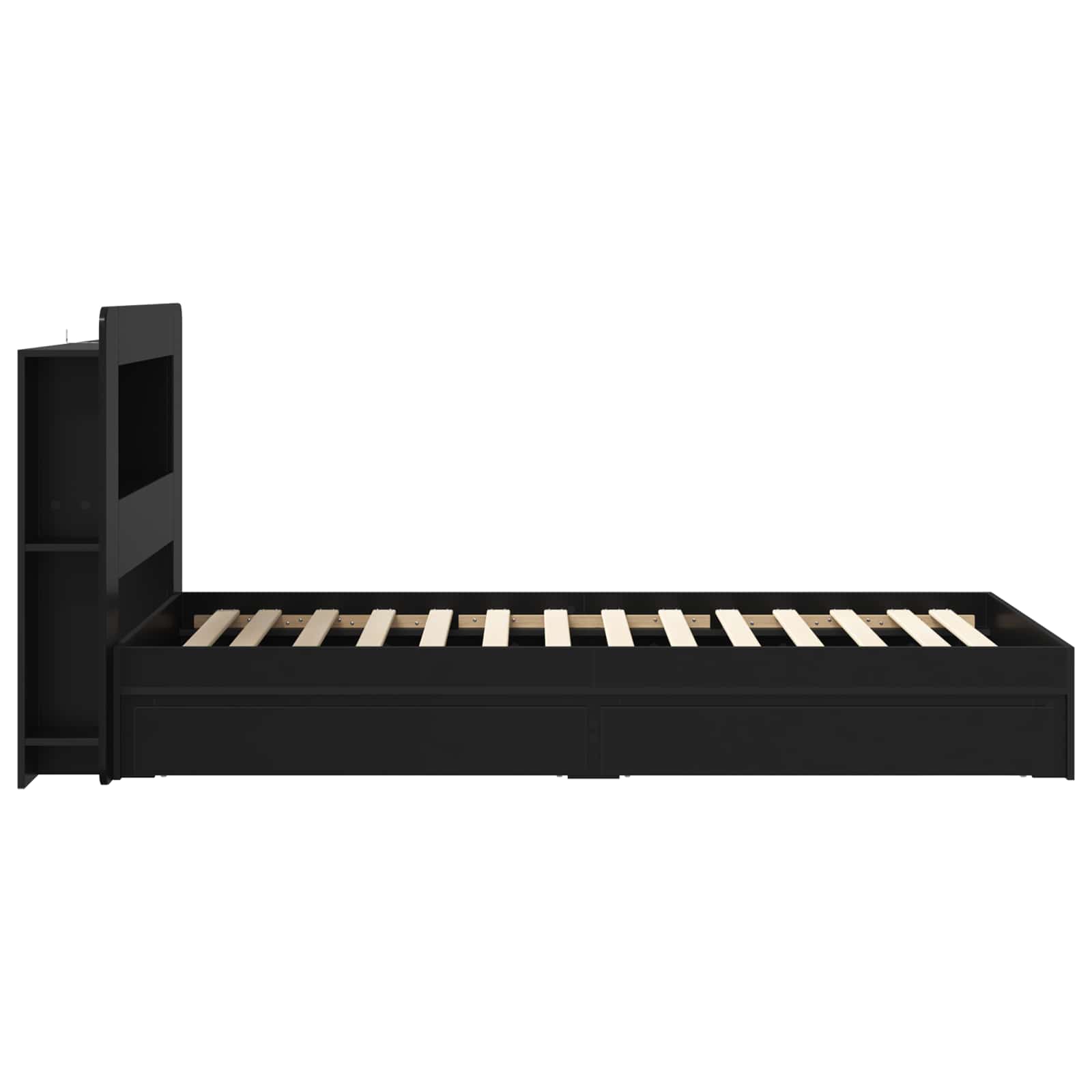 Cadre de lit avec rangement Noir 75 x 190 cm Bois d'ingénierie