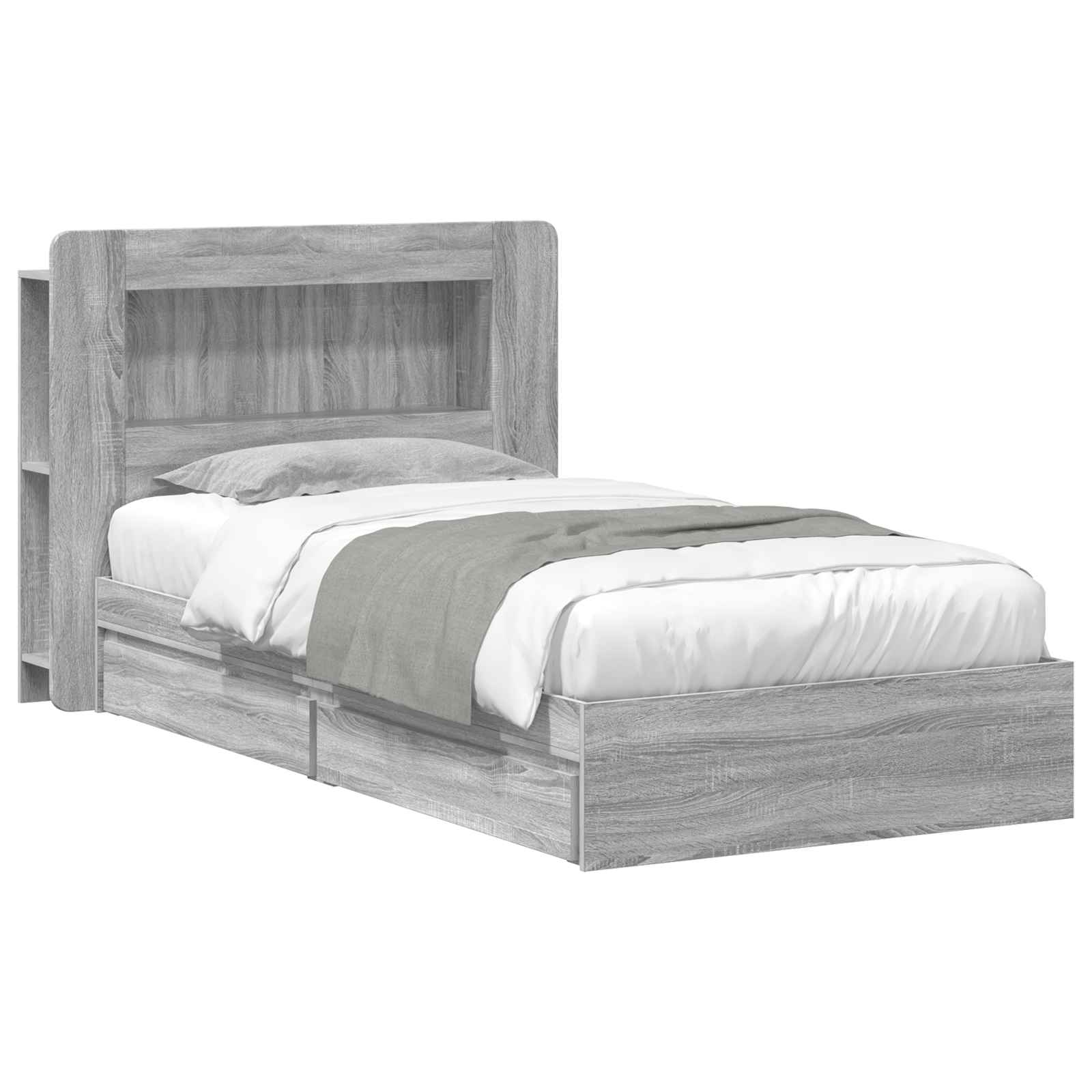 Cadre de lit avec rangement avec tiroir Sonoma gris 75 x 190 cm - XIOS