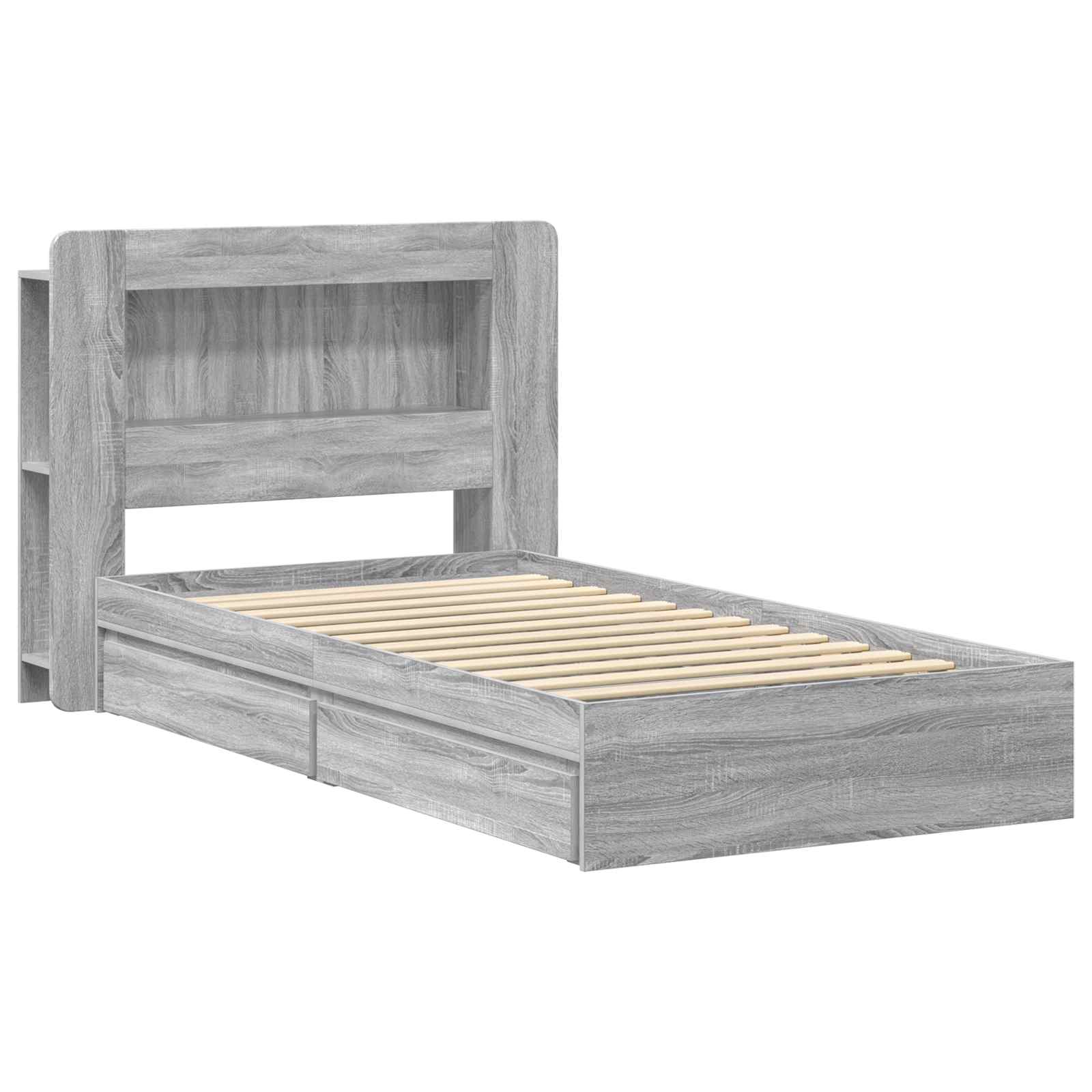Cadre de lit avec rangement avec tiroir Sonoma gris 75 x 190 cm - XIOS