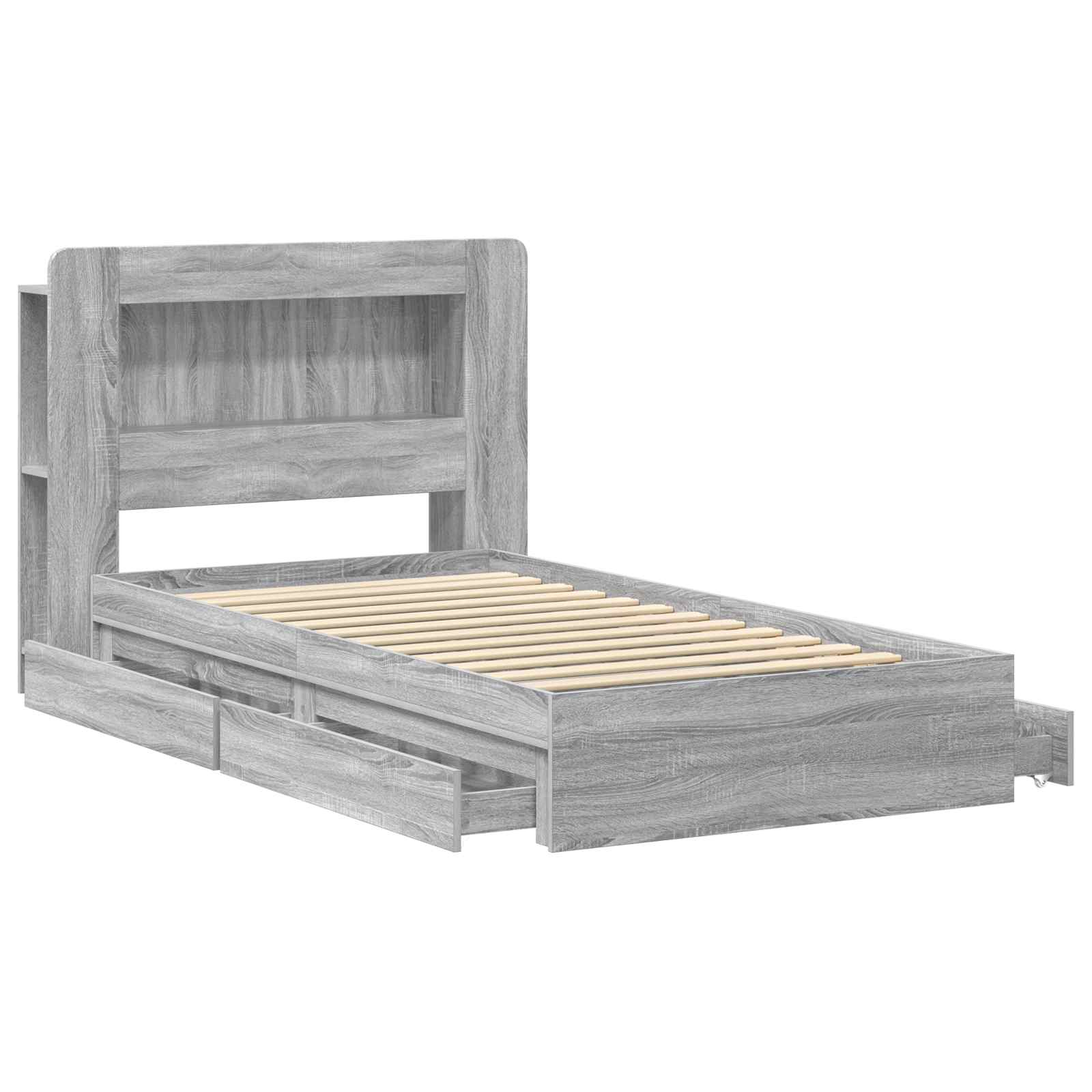 Cadre de lit avec rangement avec tiroir Sonoma gris 75 x 190 cm - XIOS