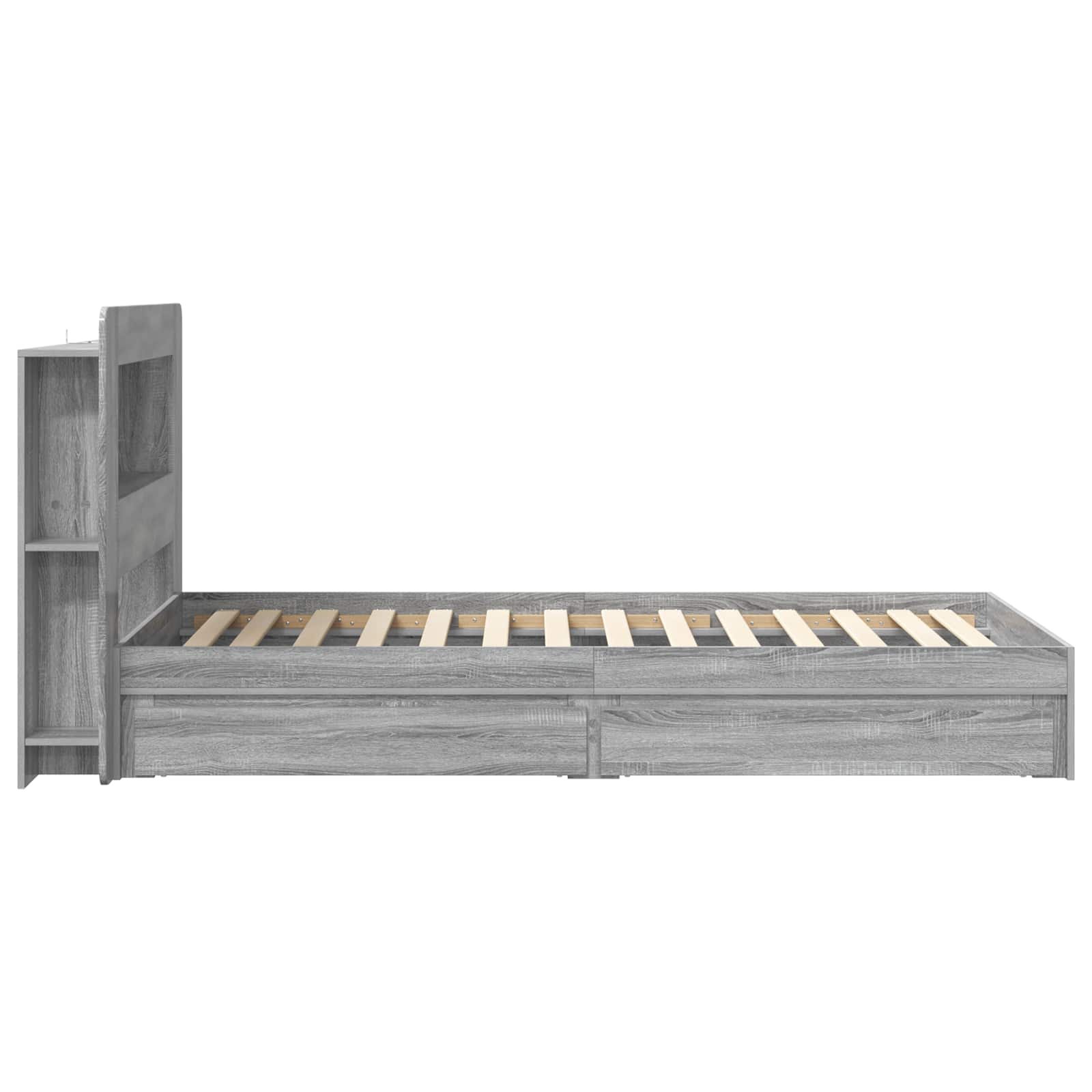 Cadre de lit avec rangement avec tiroir Sonoma gris 75 x 190 cm - XIOS