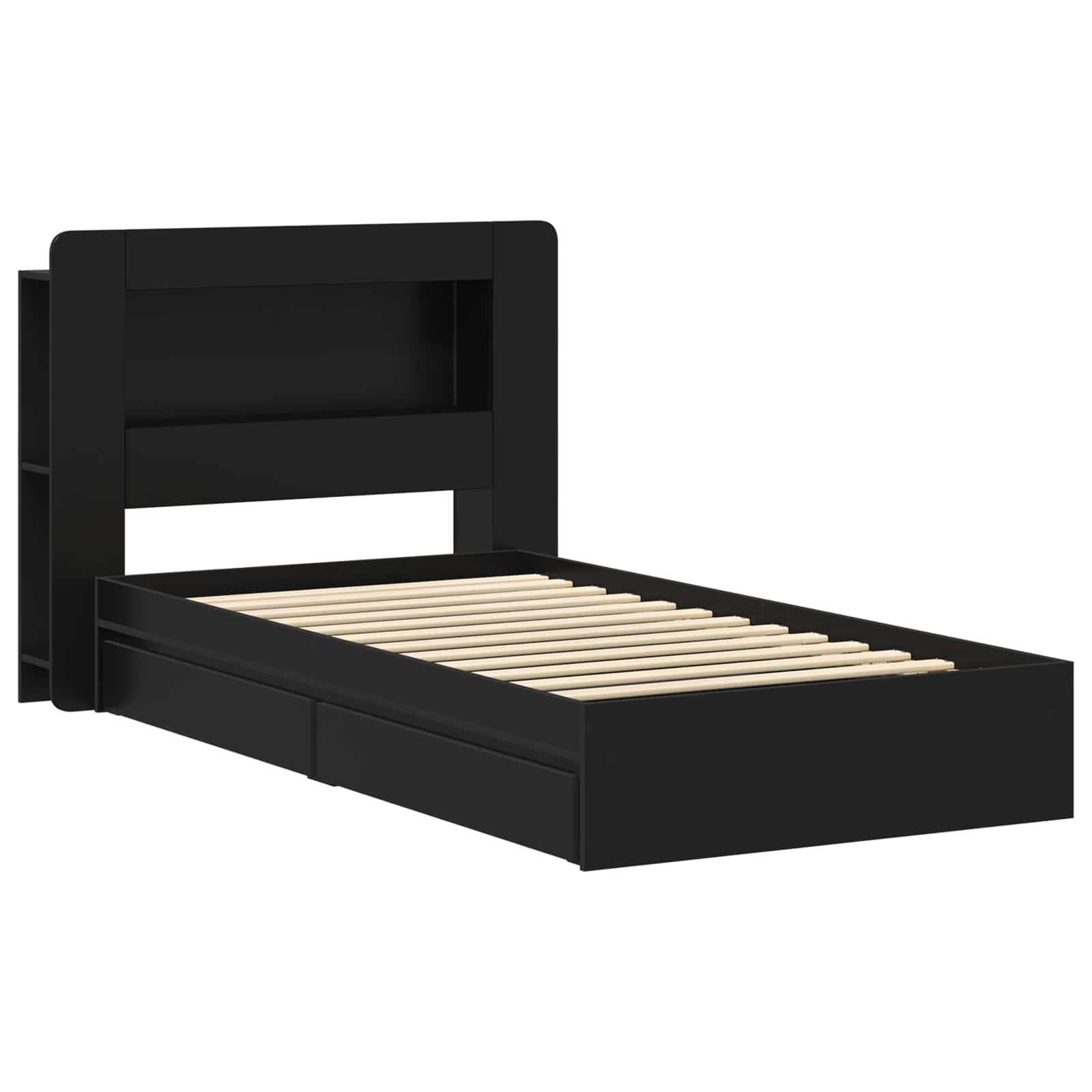Cadre de lit avec rangement Noir 90 x 190 cm Bois d'ingénierie