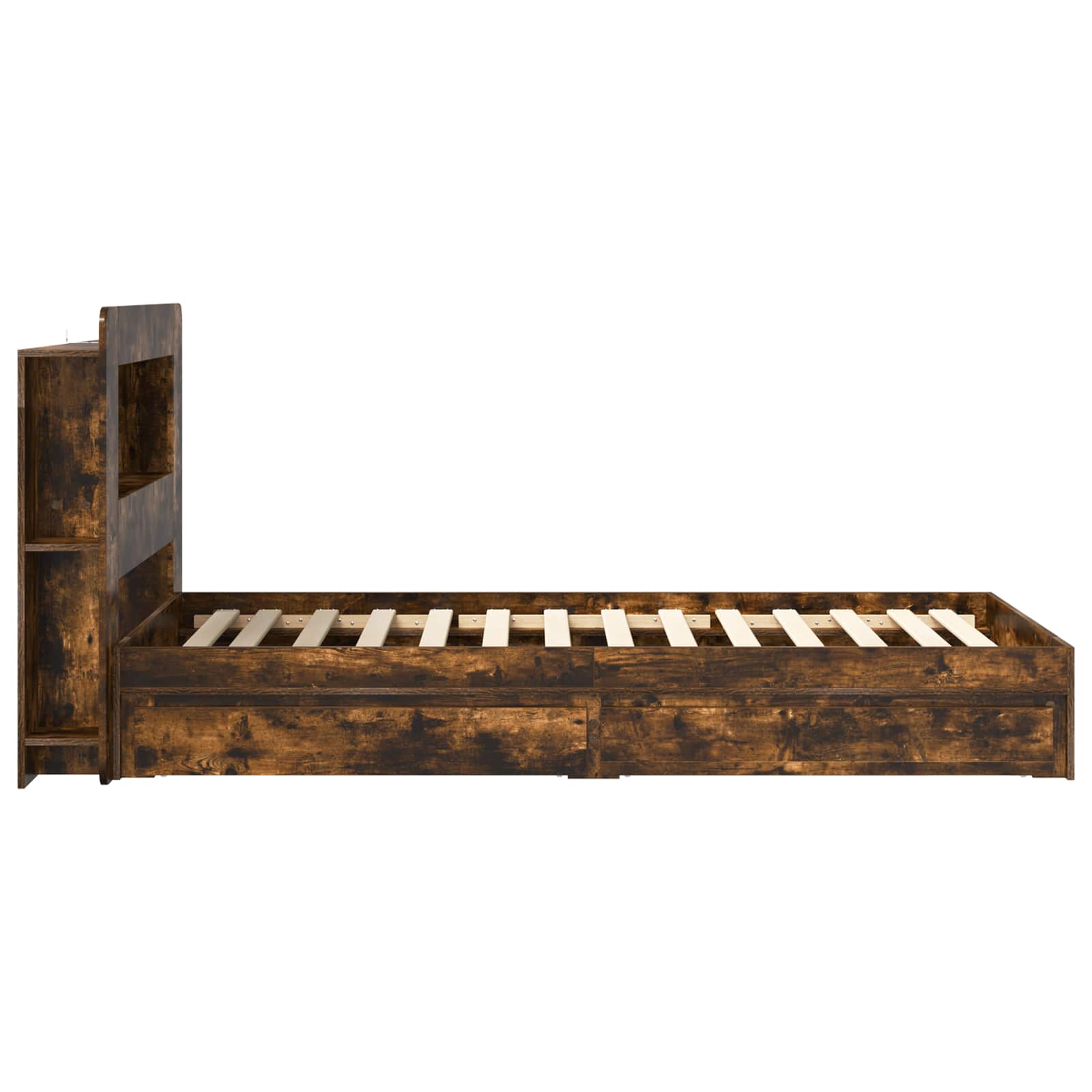 Cadre de lit avec rangement avec tiroir Chêne fumé 90 x 190 cm