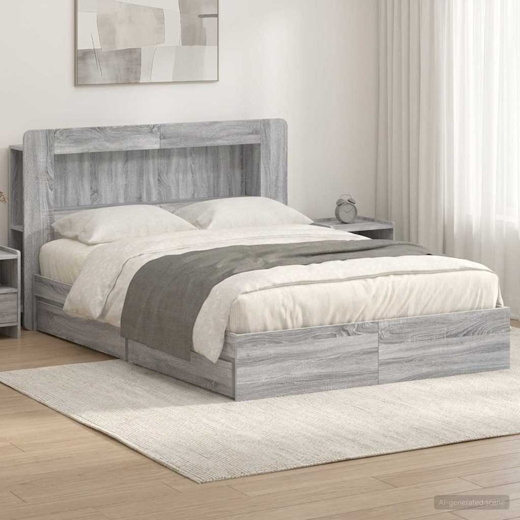 Cadre de lit avec rangement Sonoma gris 140 x 200 cm