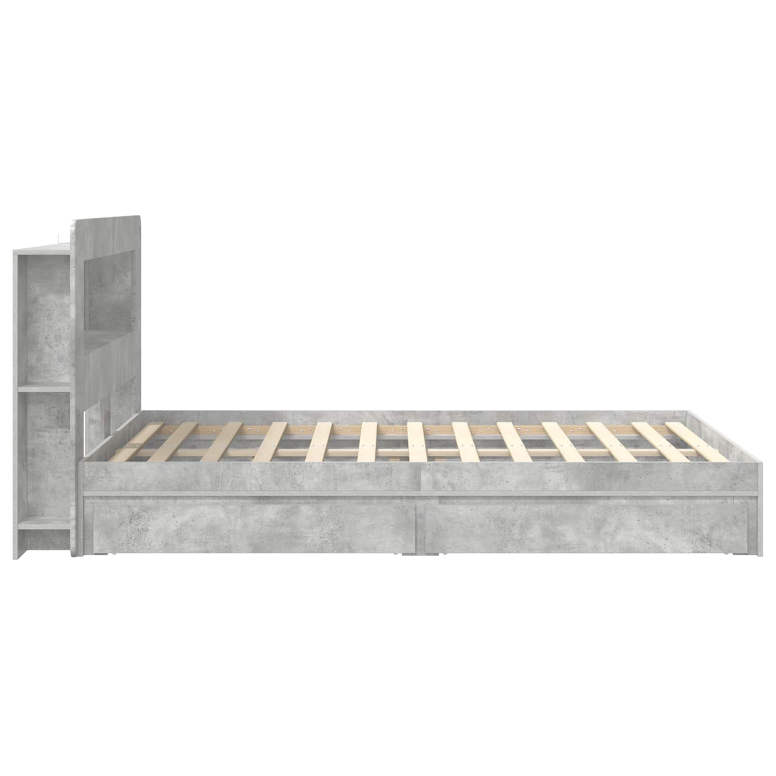 Cadre de lit avec rangement avec tiroir Gris béton 135 x 190 cm