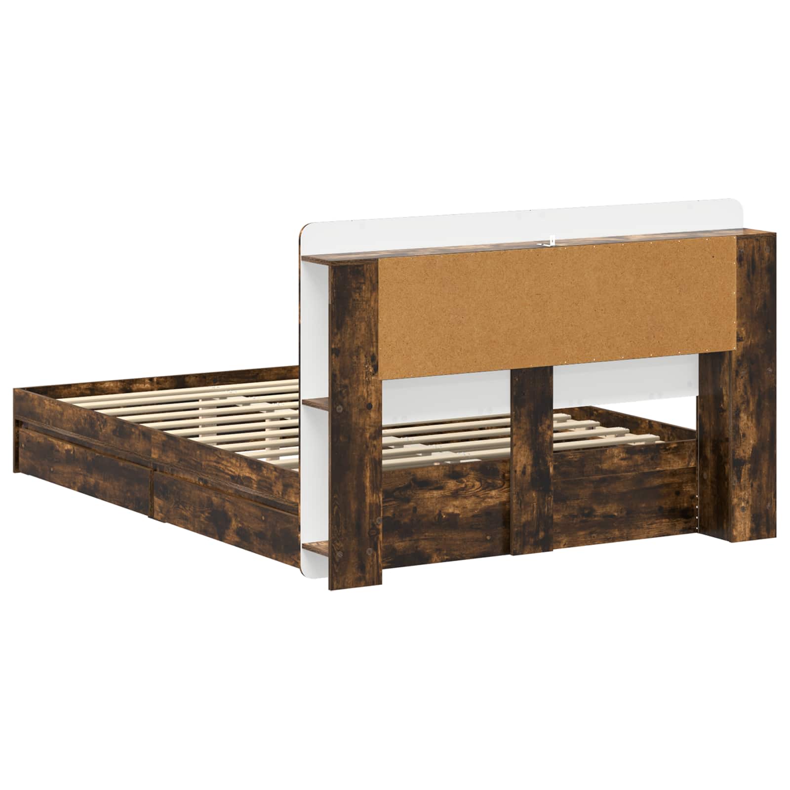 Cadre de lit avec rangement avec tiroir Chêne fumé 135 x 190 cm