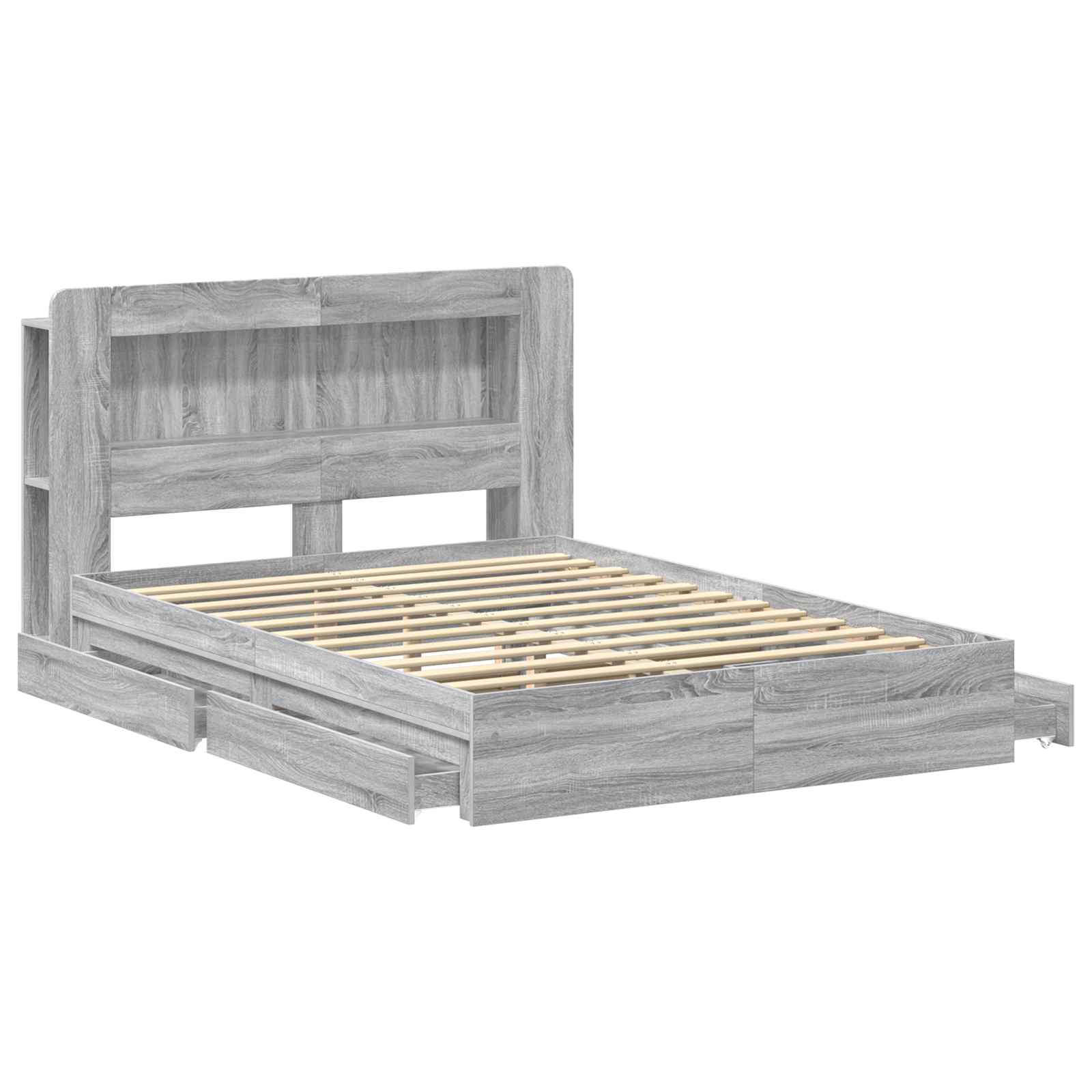 Cadre de lit avec rangement Sonoma gris 150 x 200 cm