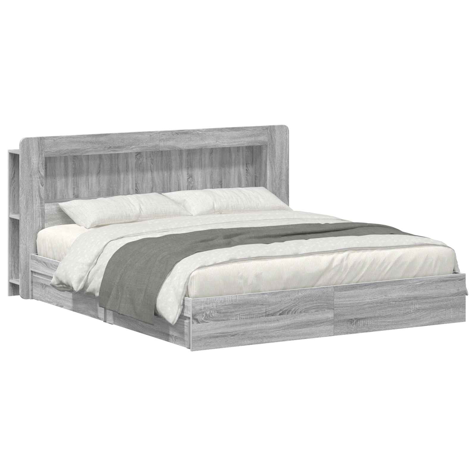 Cadre de lit avec rangement Sonoma gris 180 x 200 cm