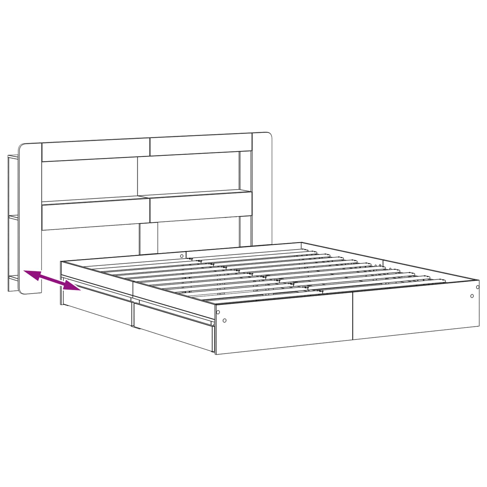 Cadre de lit avec rangement Sonoma gris 200 x 200 cm