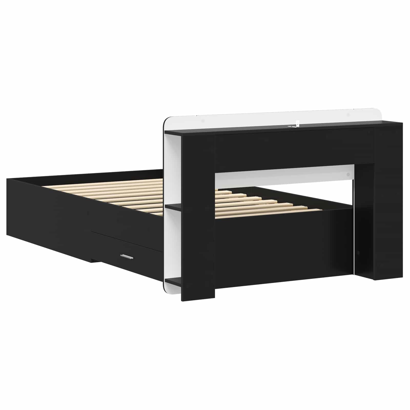 Cadre de lit avec rangement Noir 75 x 190 cm Bois d'ingénierie