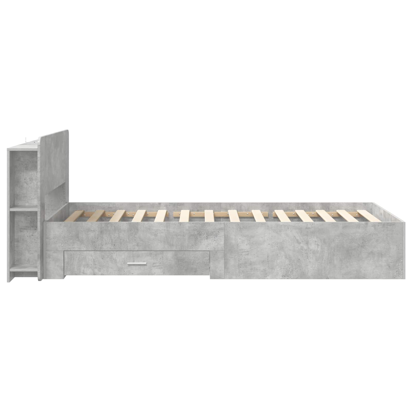 Cadre de lit avec rangement Gris béton 75 x 190 cm