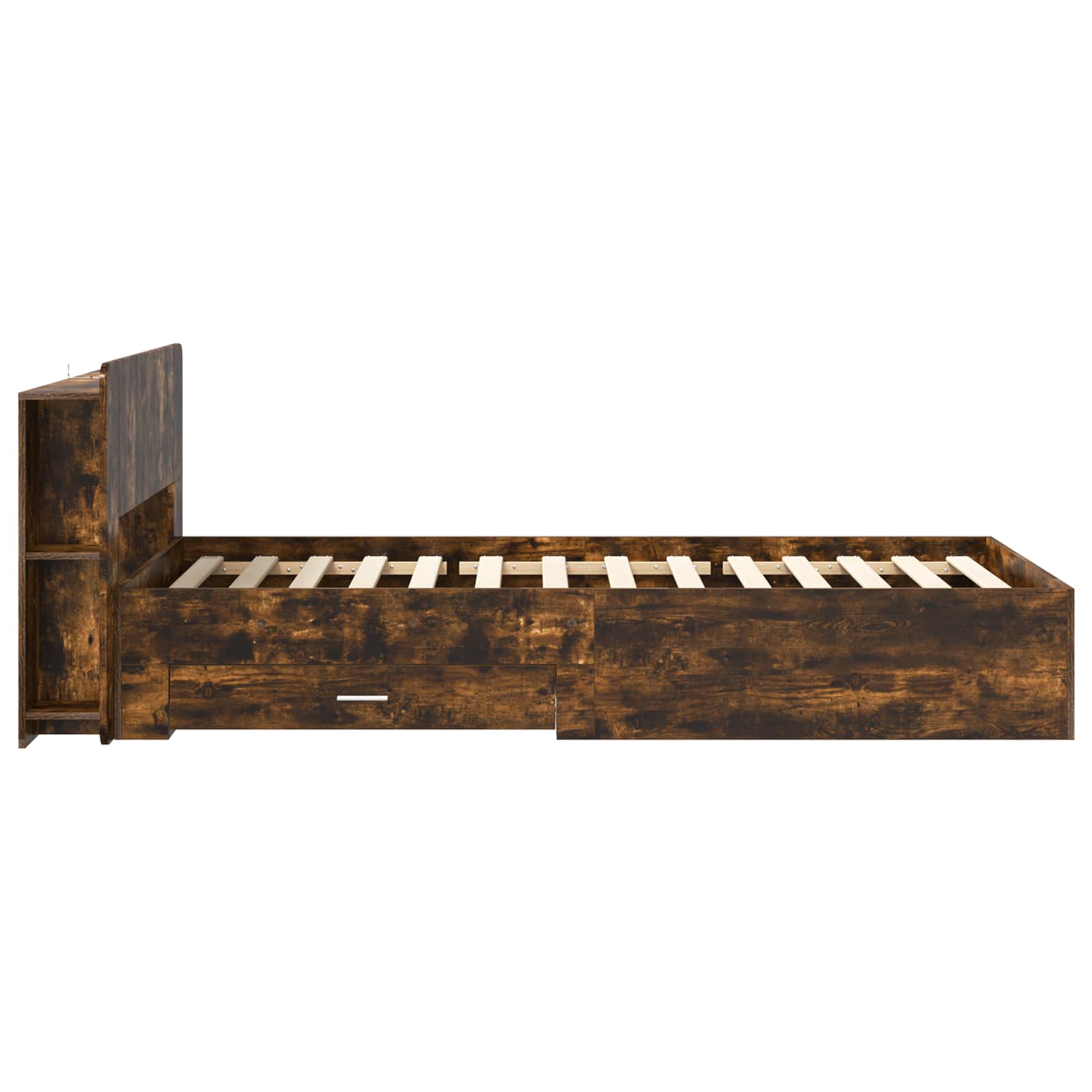 Cadre de lit avec rangement Chêne fumé 75 x 190 cm - XIOS