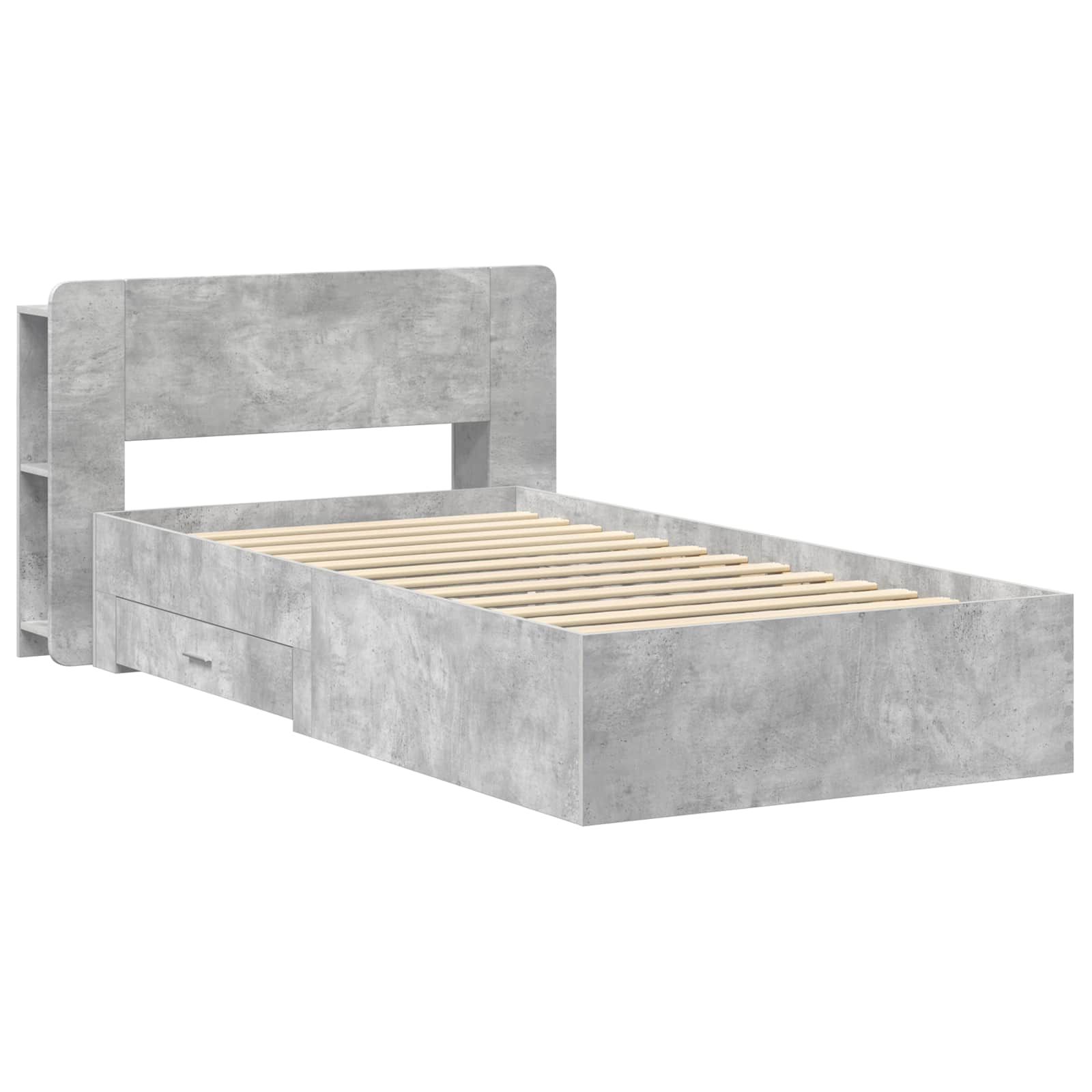 Cadre de lit avec rangement Gris béton 80 x 200 cm