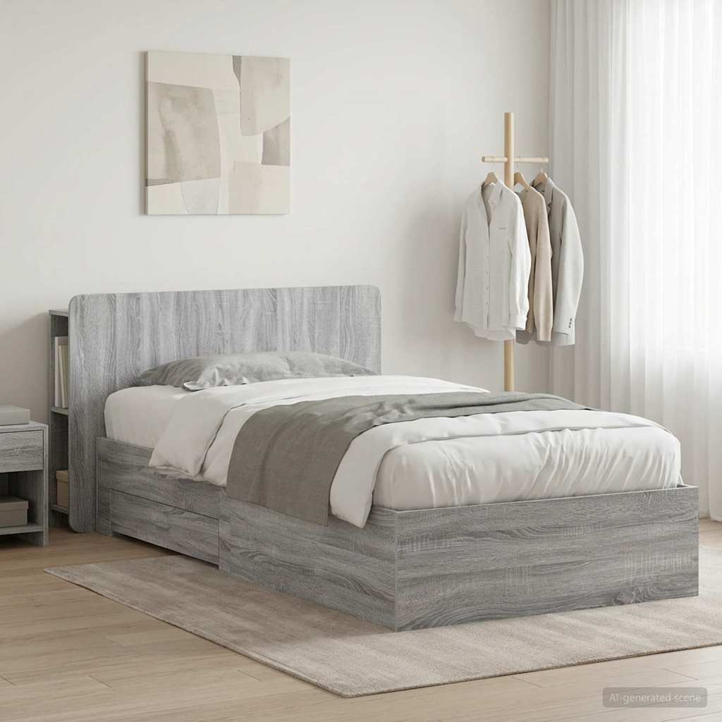 Cadre de lit avec rangement Sonoma gris 80 x 200 cm - XIOS