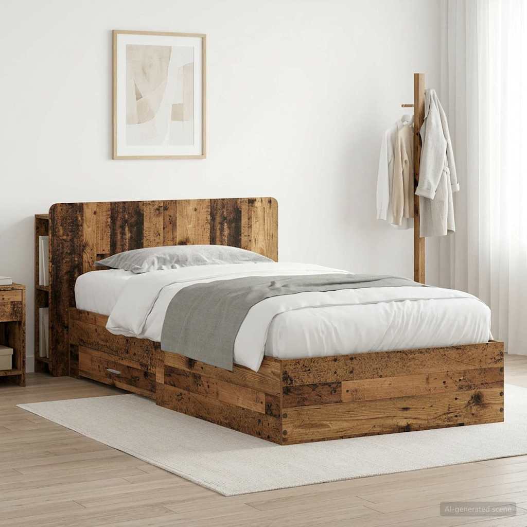 Cadre de lit avec rangement Bois ancien 80 x 200 cm - XIOS